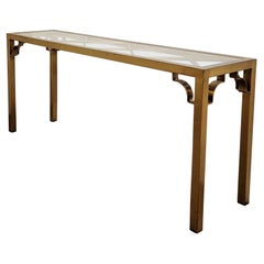 Mid-Century Chinese Chippendale Style Brass Console Table Att. to Mastercraft