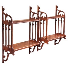 Mid-Century Chinese Chippendale Style Mahogany Wall Shelf