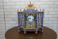 Reloj de chimenea Cloissoné chino de mediados de siglo