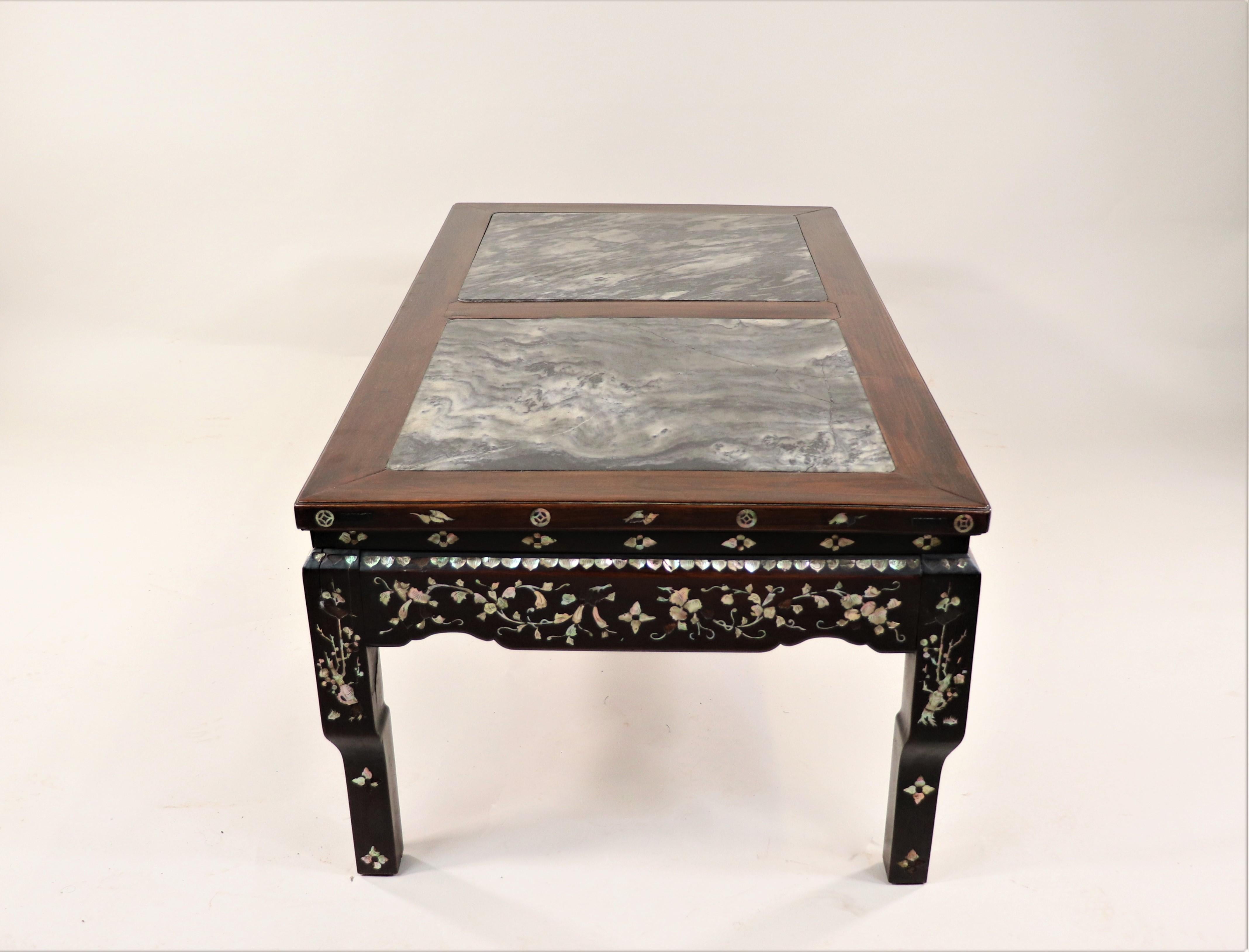 Mother-of-Pearl Mid-Century Chinese Coffee Table with Mother of Pearl Inlay  For Sale