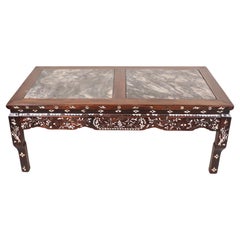 Mid-Century Chinese Coffee Table with Mother of Pearl Inlay 
