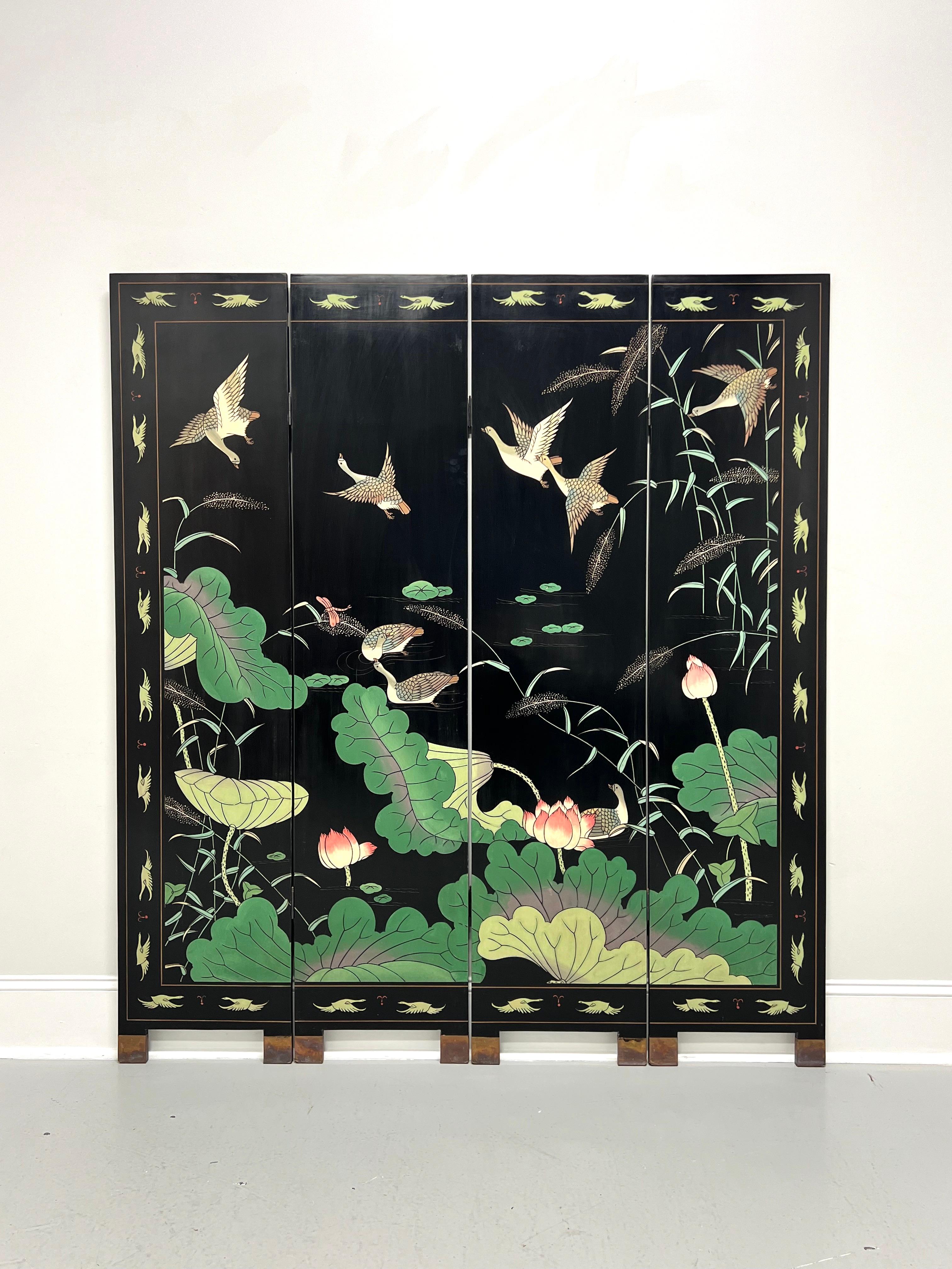 Mid Century Chinese Export Four Panel Coromandel Folding Screen Room Divider For Sale 5