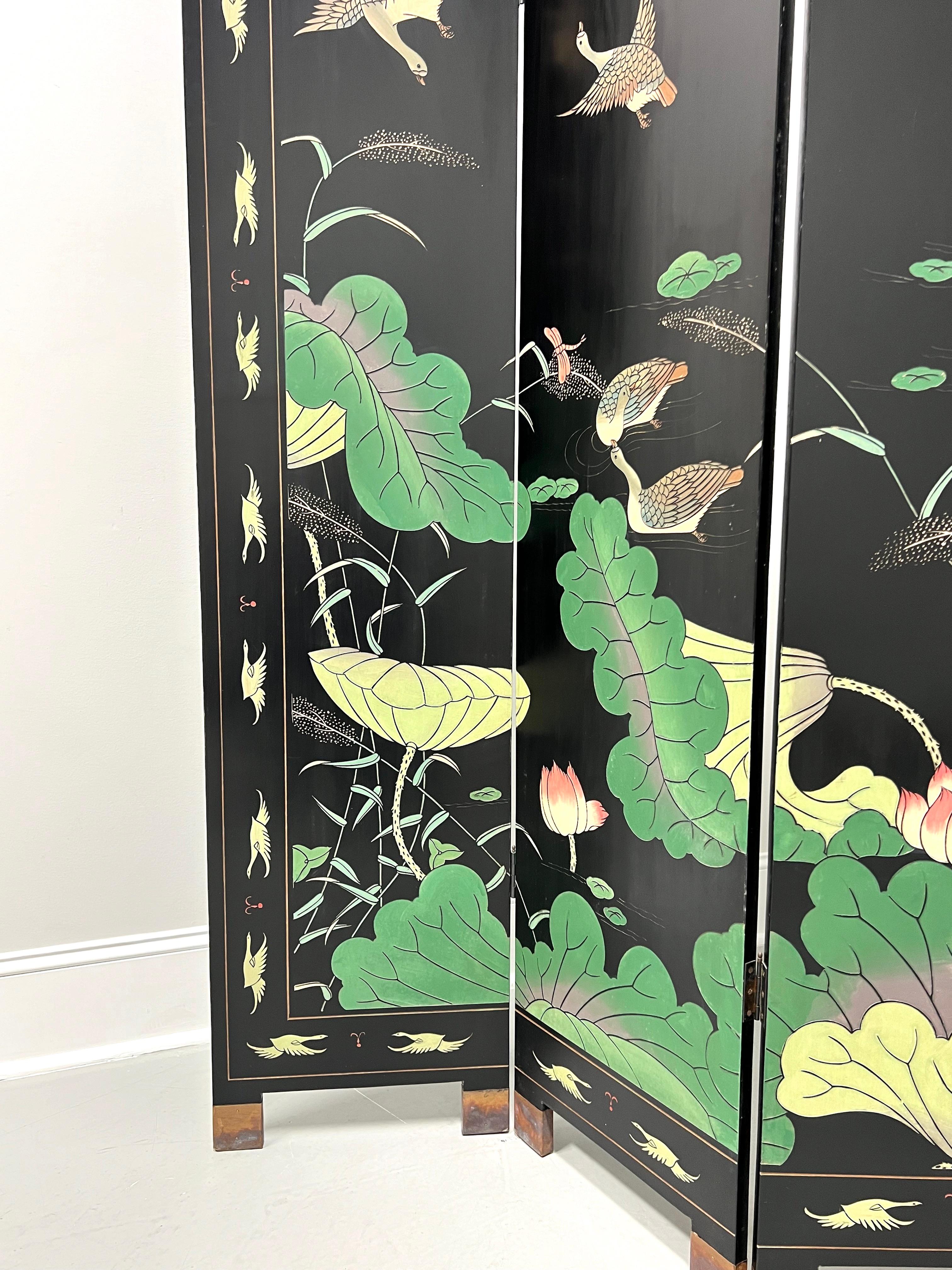 Mid Century Chinese Export Four Panel Coromandel Folding Screen Room Divider For Sale 3