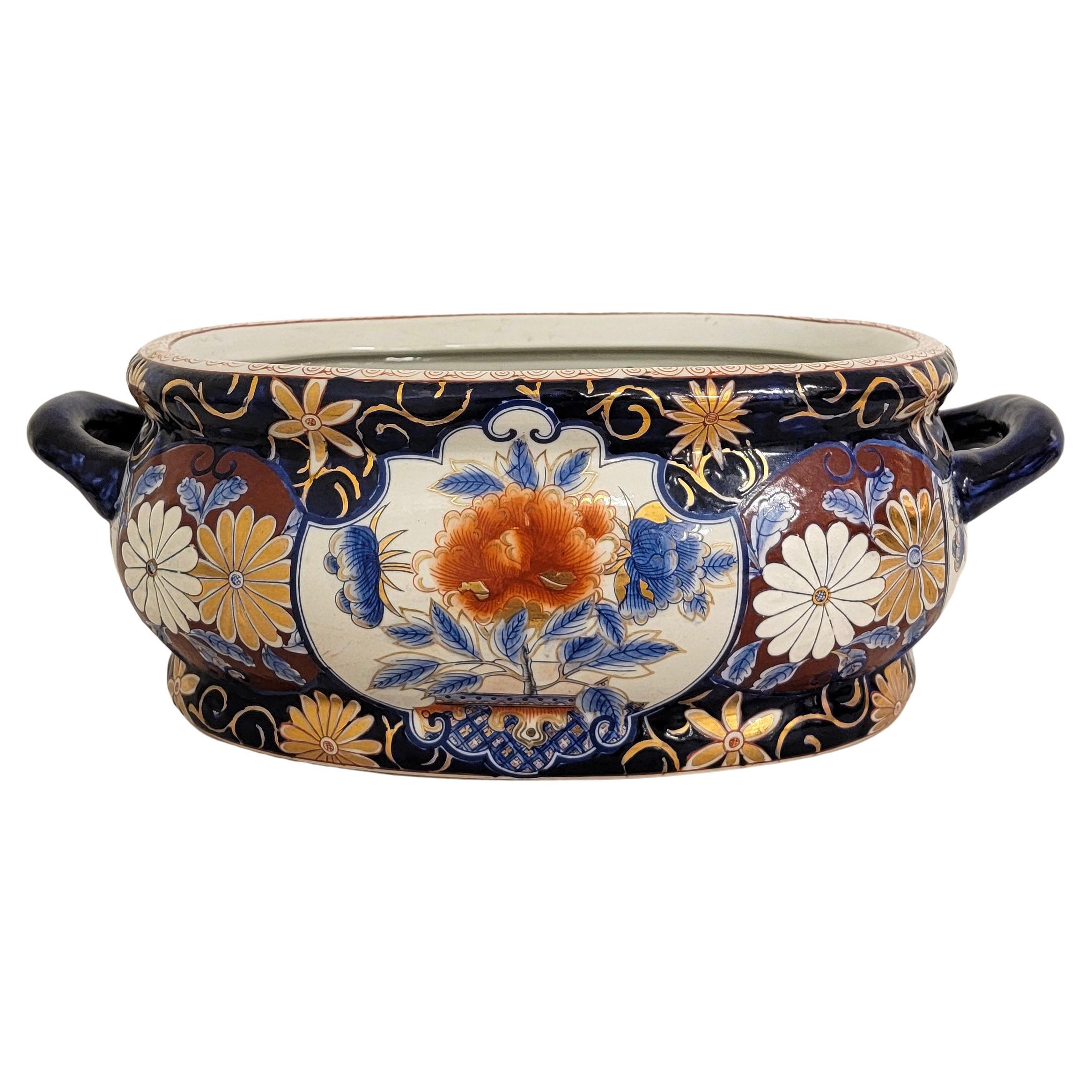 Mid-Century Chinese Export / Imari Style Blue and White Footbath / Planter