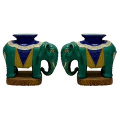 Mid-Century Chinese Export Style Elephant Form Garden Seats / Stools / Tables -2