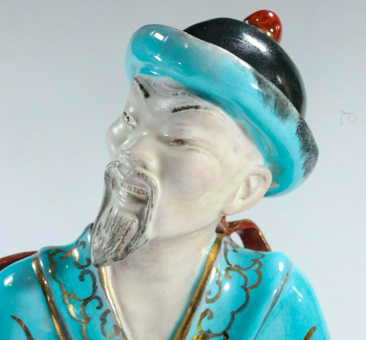 Italienische handbemalte asiatische Figuren aus Keramik im chinesischen Exportstil aus der Mitte des Jahrhunderts - 2 (Chinesischer Export) im Angebot