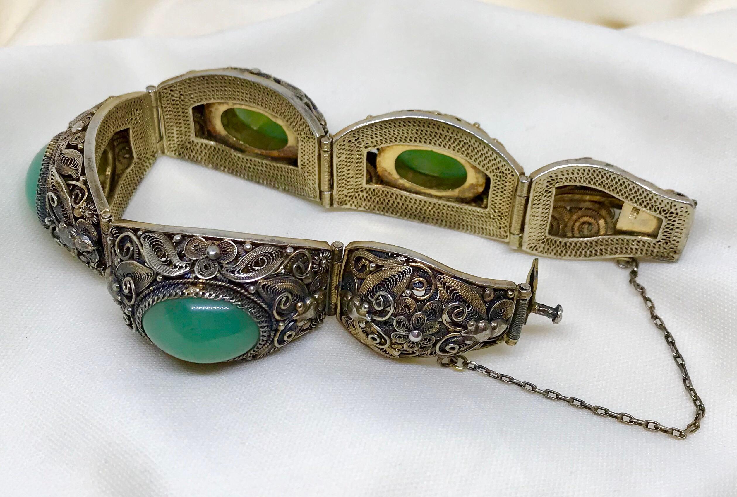 silver and jade bracelet