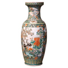 Mid-Century Chinese Hand-Painted Famille Verte Porcelain Vase