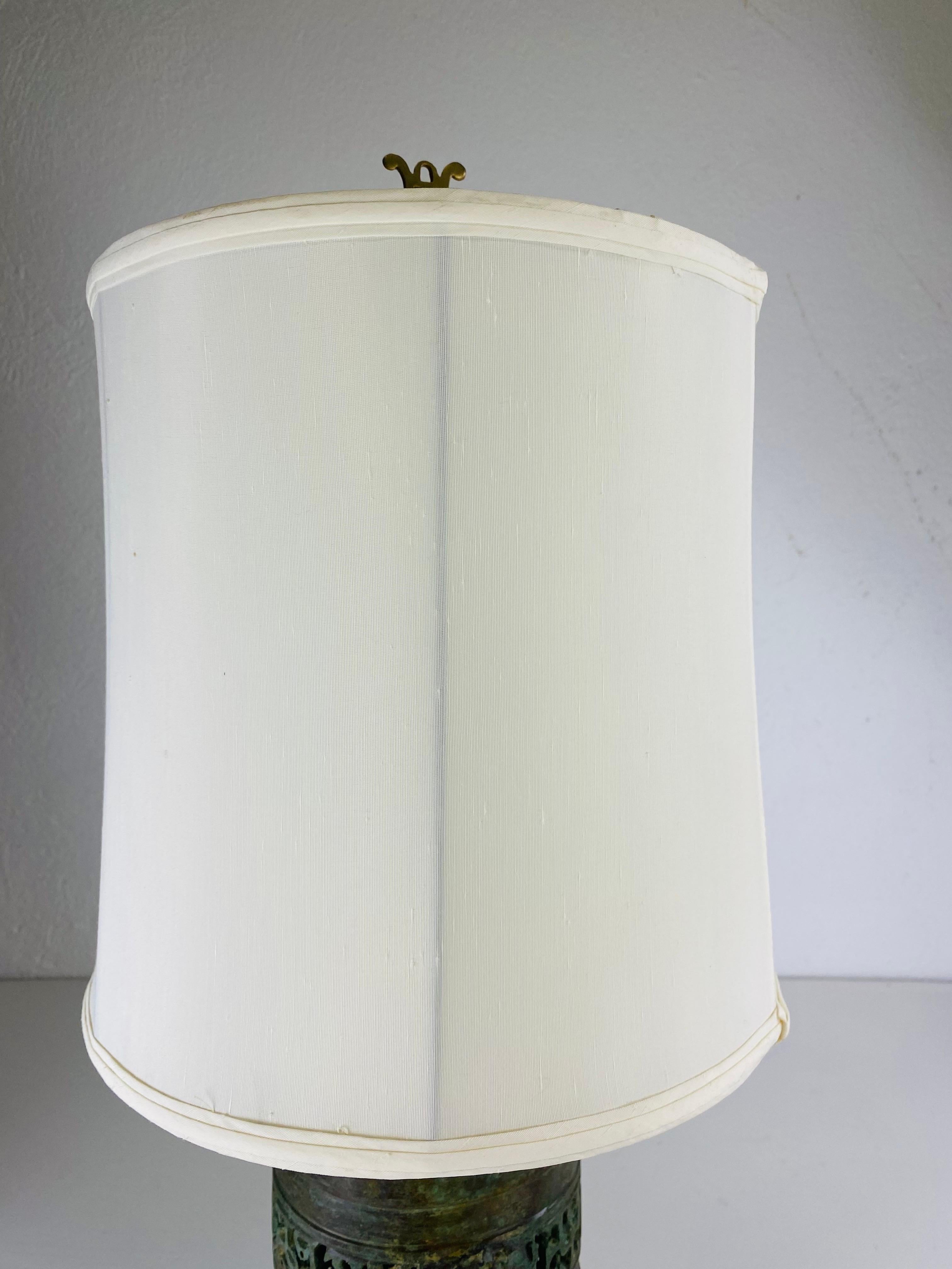 Chinese Export Mid-century Chinese inspired bronze table lamp after James Mont