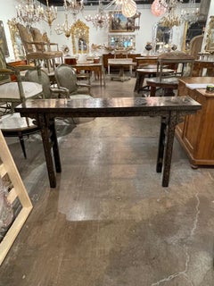 Mid Century Chinese Lacquered and Engraved Narrow Sofa Table