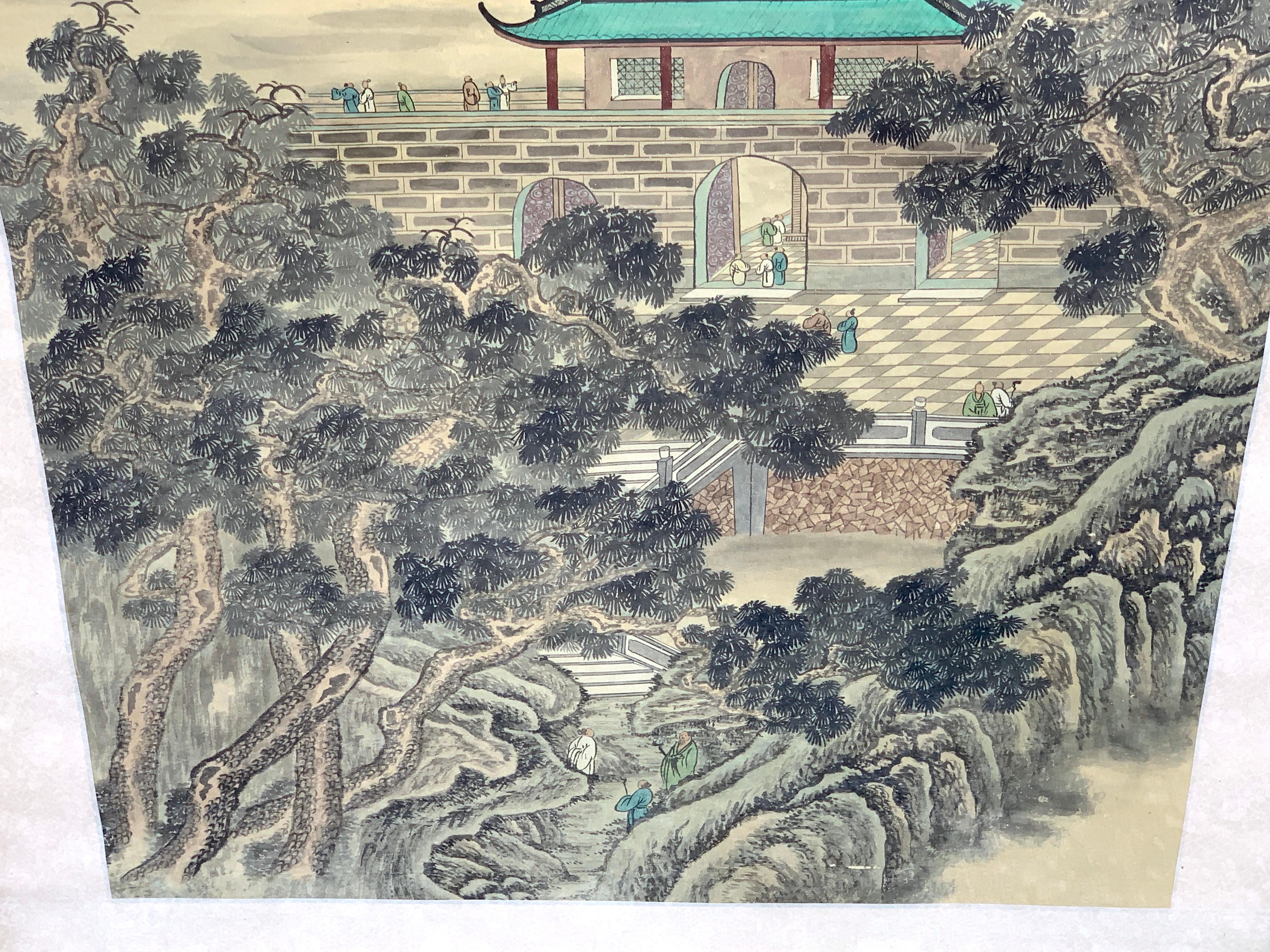 Chinese Export Midcentury Chinese Landscape Scroll Painting