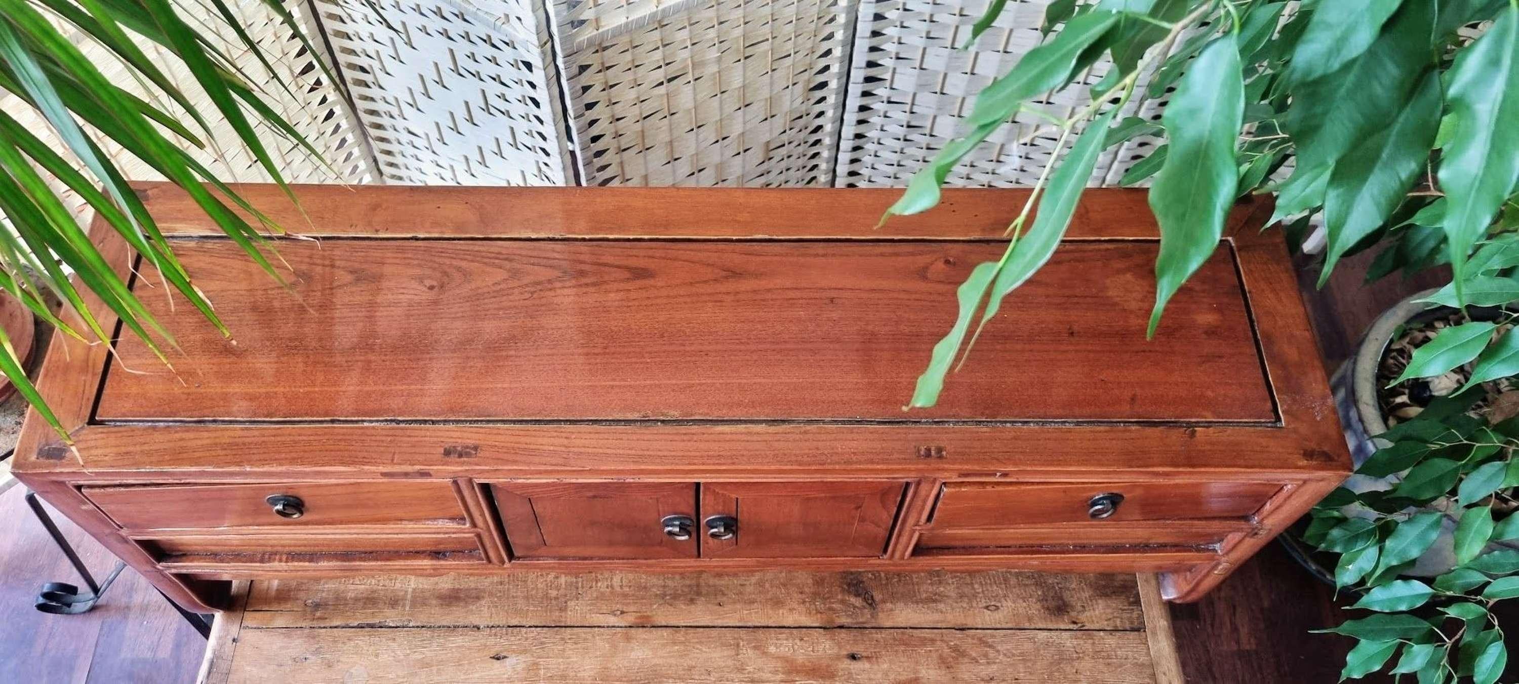 Hardwood Mid Century Chinese Ming dynasty style hardwood low cabinet For Sale