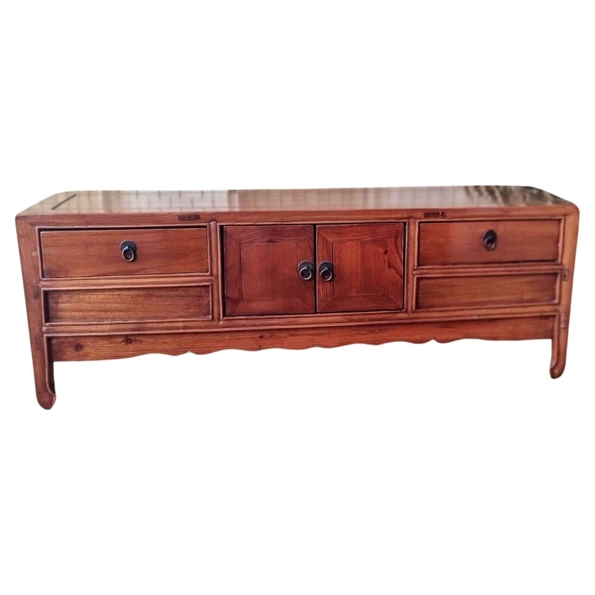 Mid Century Chinese Ming dynasty style hardwood low cabinet For Sale
