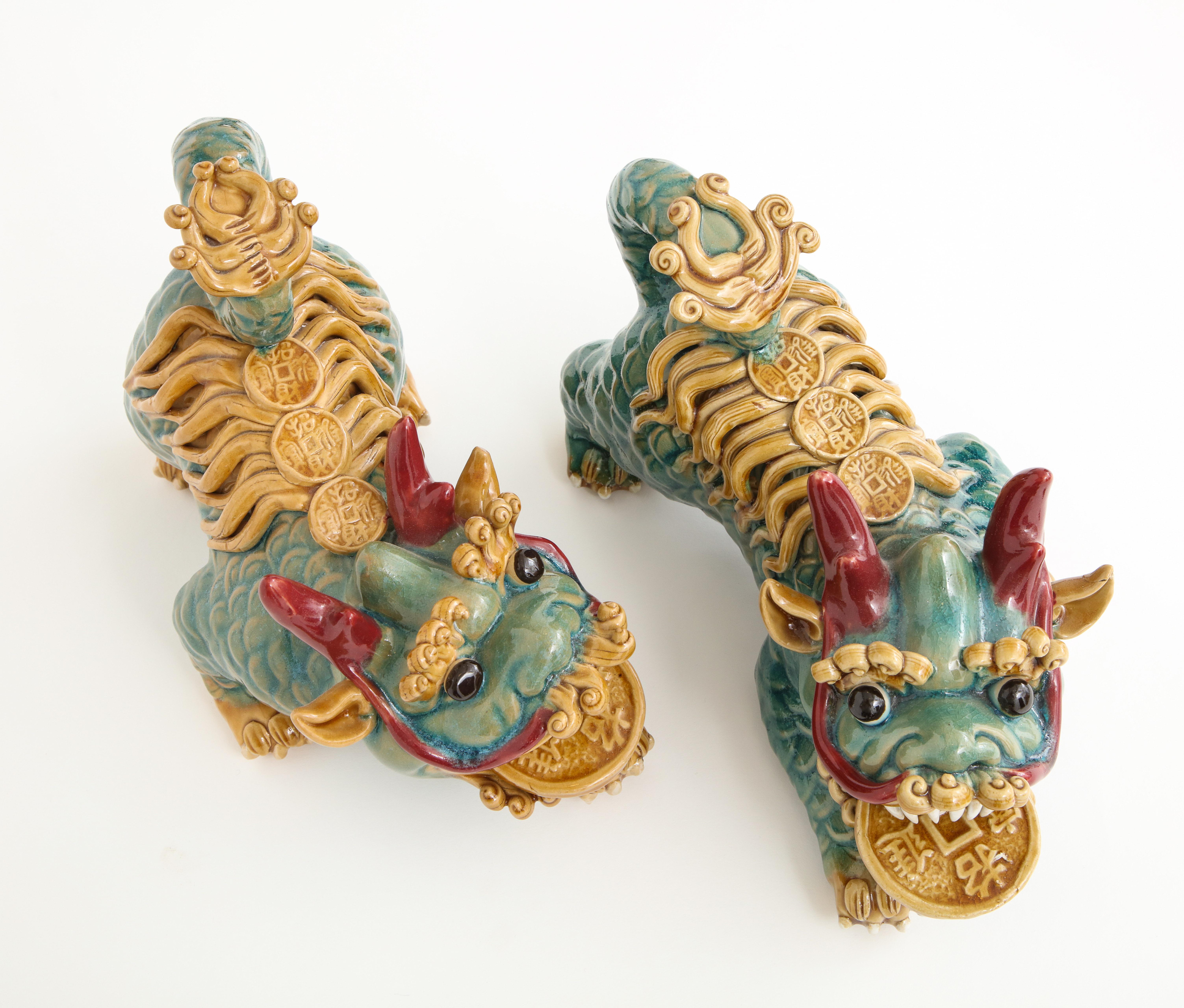 Midcentury Chinese Porcelain Foo Dogs In Excellent Condition In New York, NY