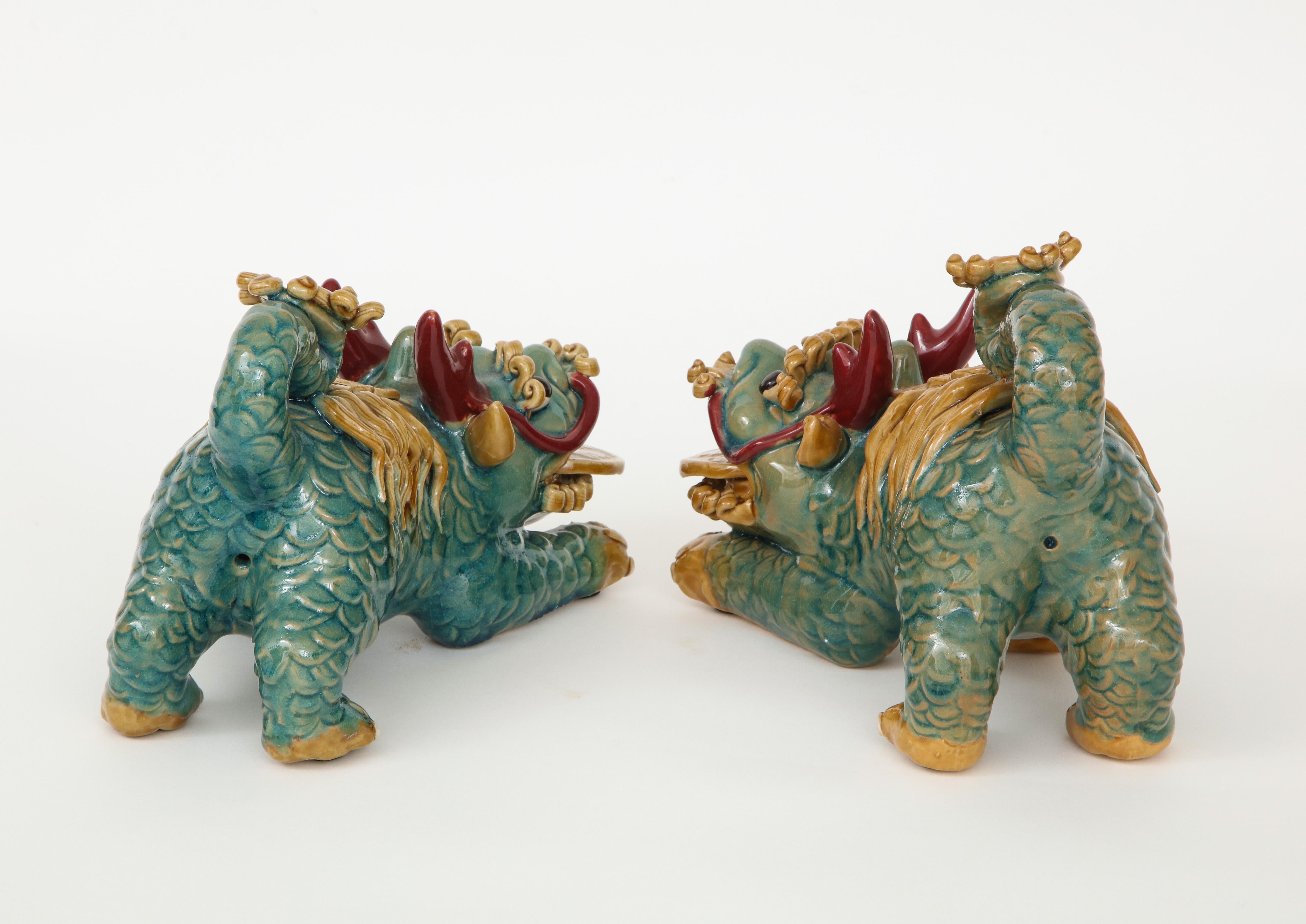 20th Century Midcentury Chinese Porcelain Foo Dogs
