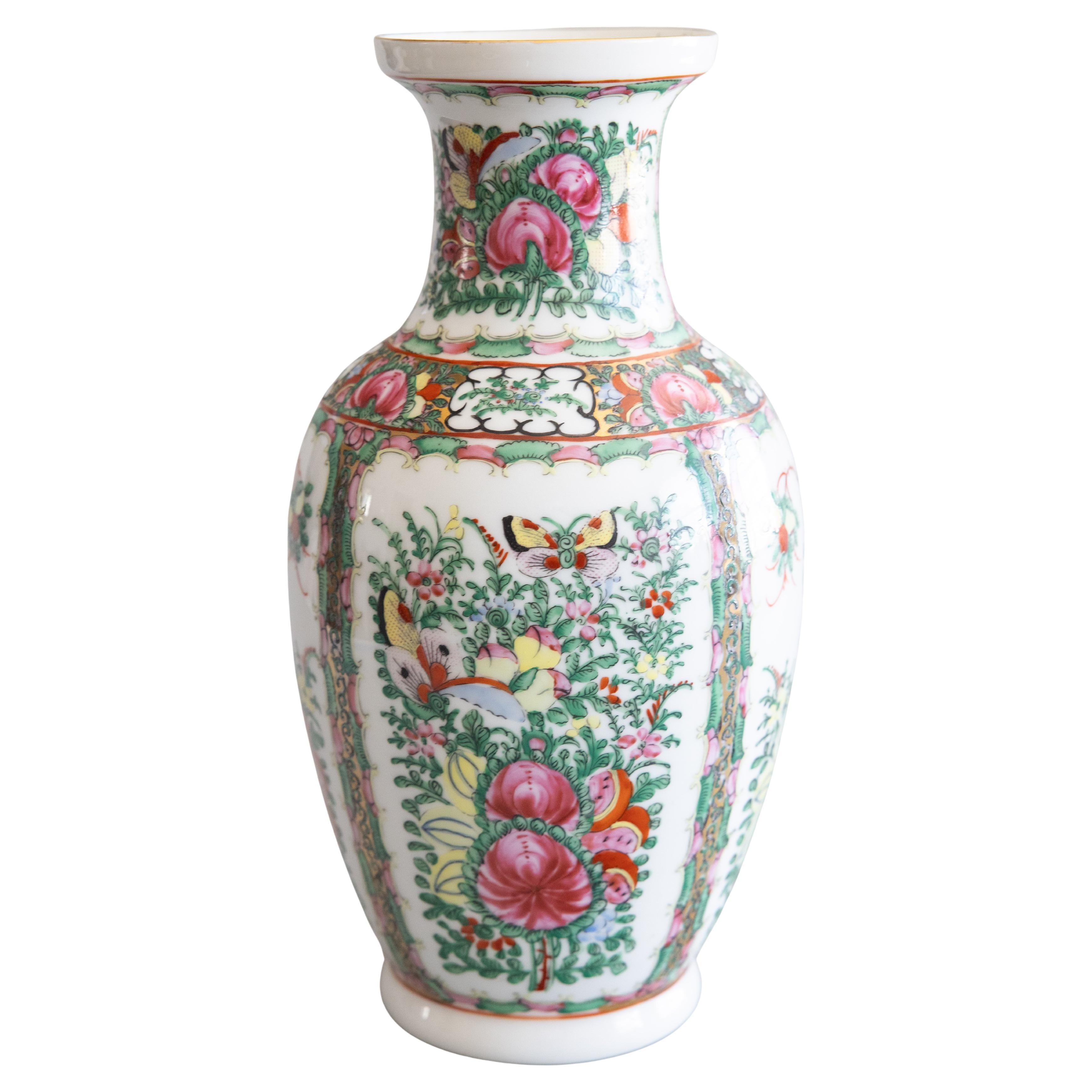 Mid-Century Chinese Rose Medallion Famille Rose Porcelain Vase