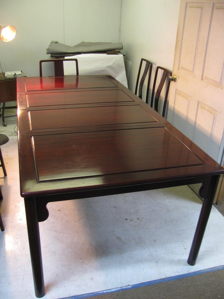 Midcentury Chinese Rosewood Dining Table and Eight Chairs For Sale at