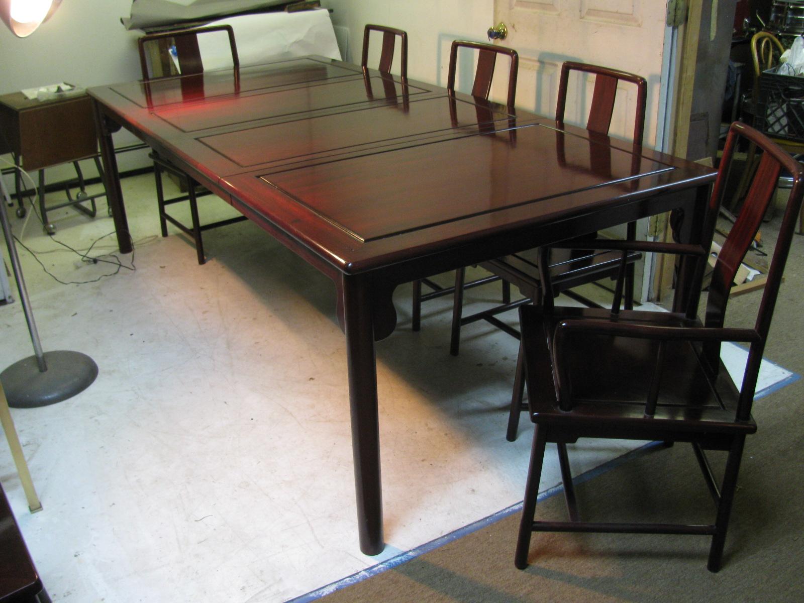 Mid Century Chinese Rosewood Dining Table and Eight Chairs 5