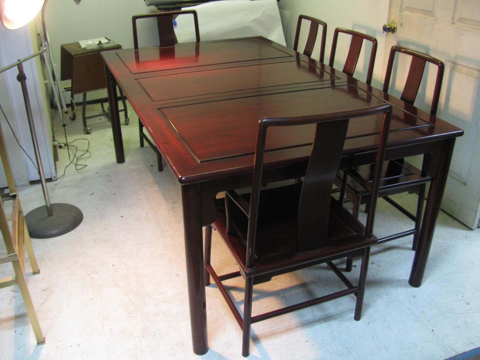 Mid Century Chinese Rosewood Dining Table and Eight Chairs 6