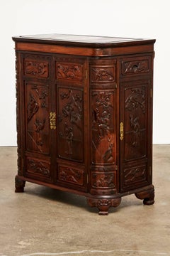 Midcentury Chinese Rosewood Dry Bar Liquor Cabinet