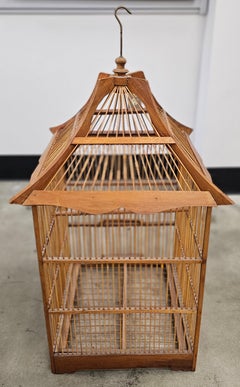 Mid Century Chinese Style Teak Bird Cage