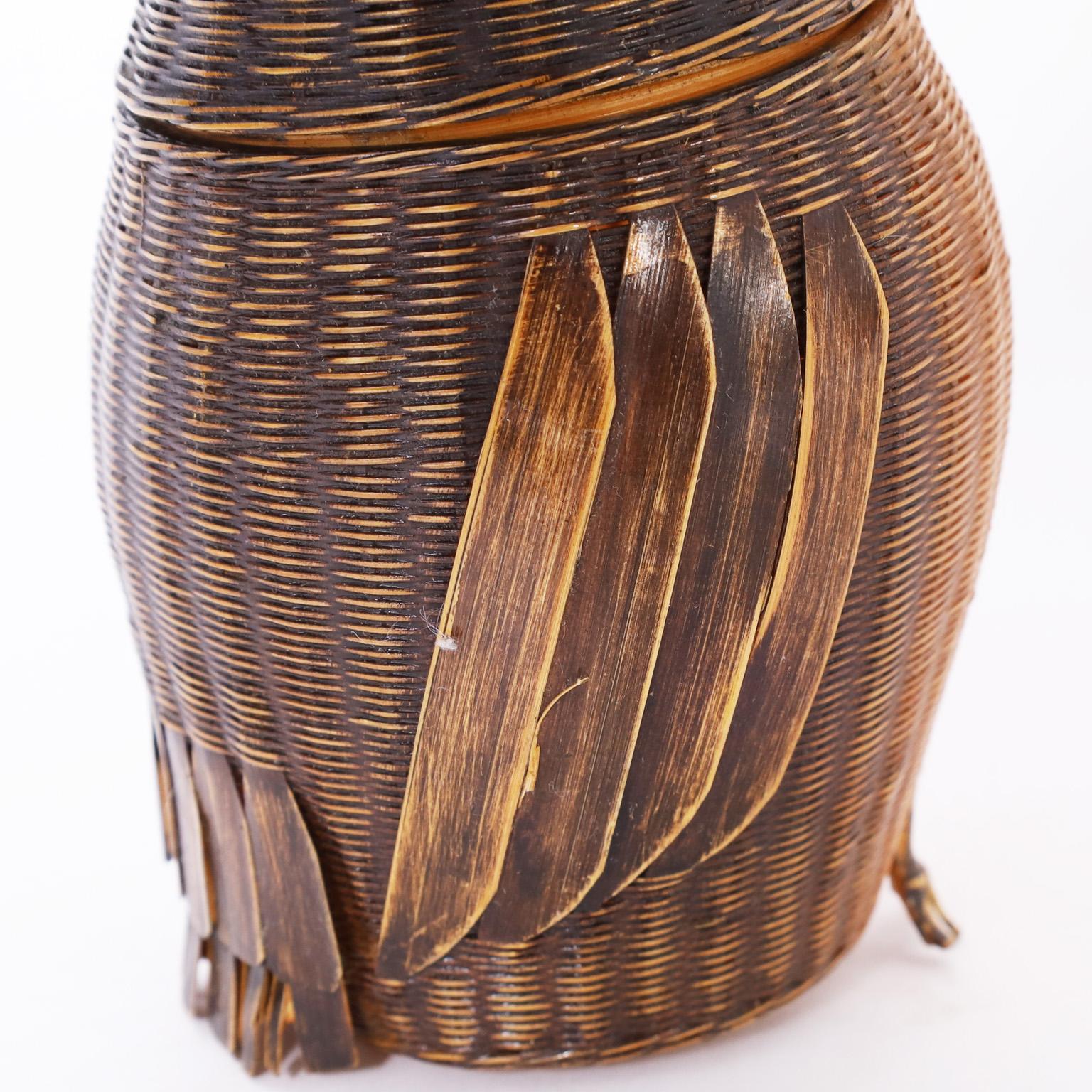 Mid-Century Chinese Wicker Bird Box or Basket In Good Condition In Palm Beach, FL