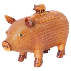 Vintage Mid-Century Chinese Wicker Pig Box