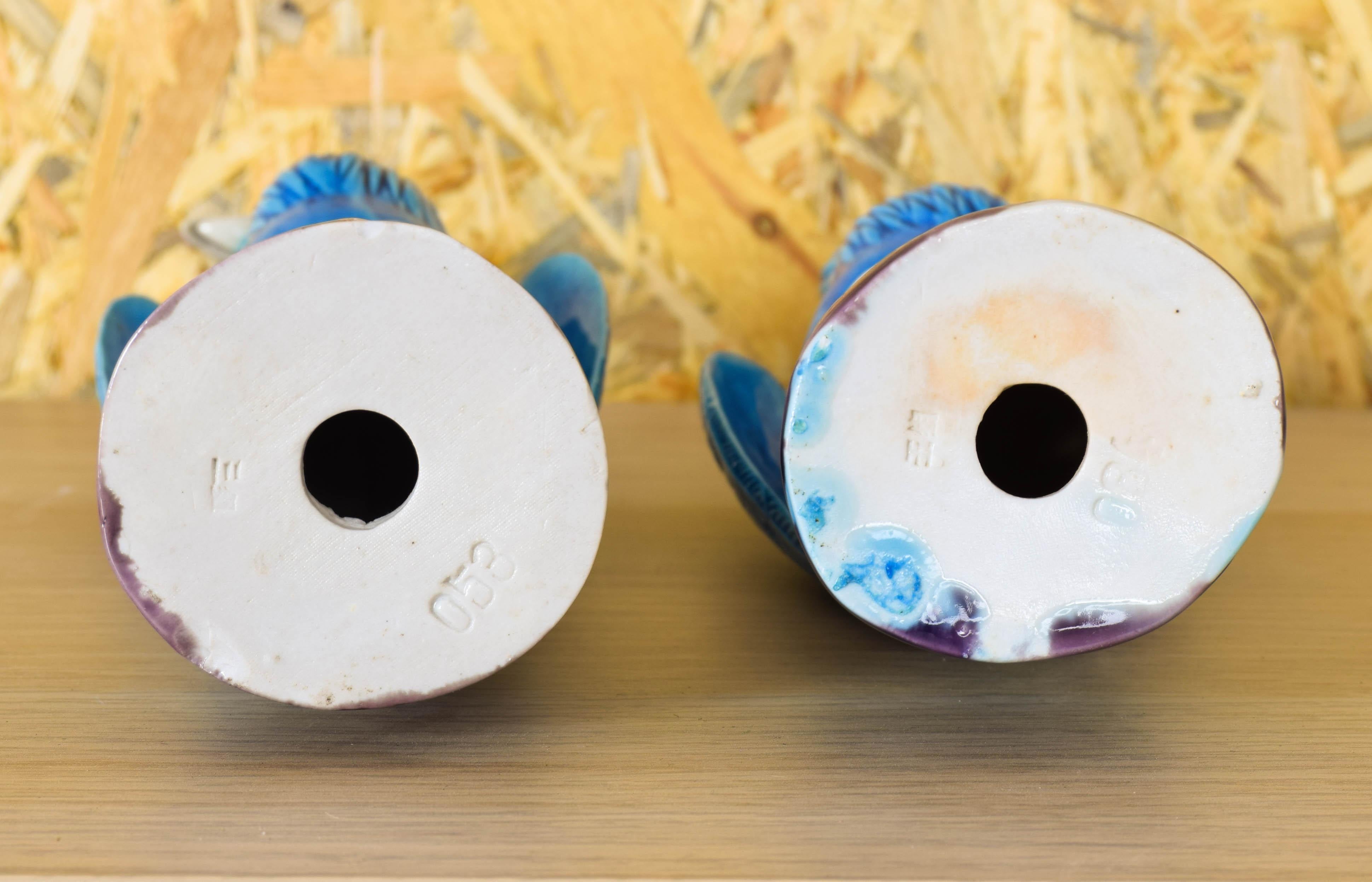 Paire de paons en porcelaine turquoise de Chinise du milieu du siècle 50s en vente 2