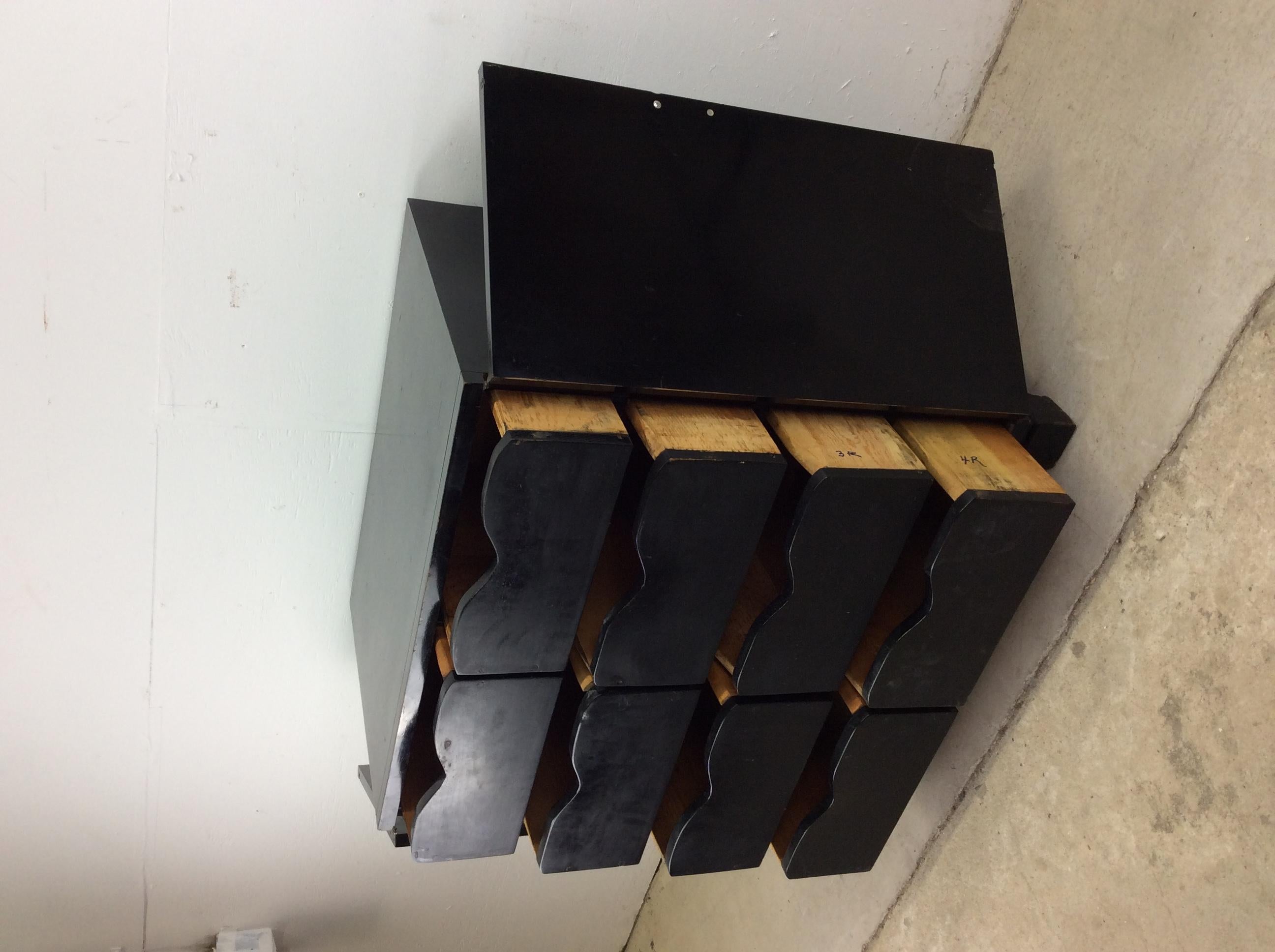 Mid century chinoiserie black lacquer cabinet with 8 drawers 3