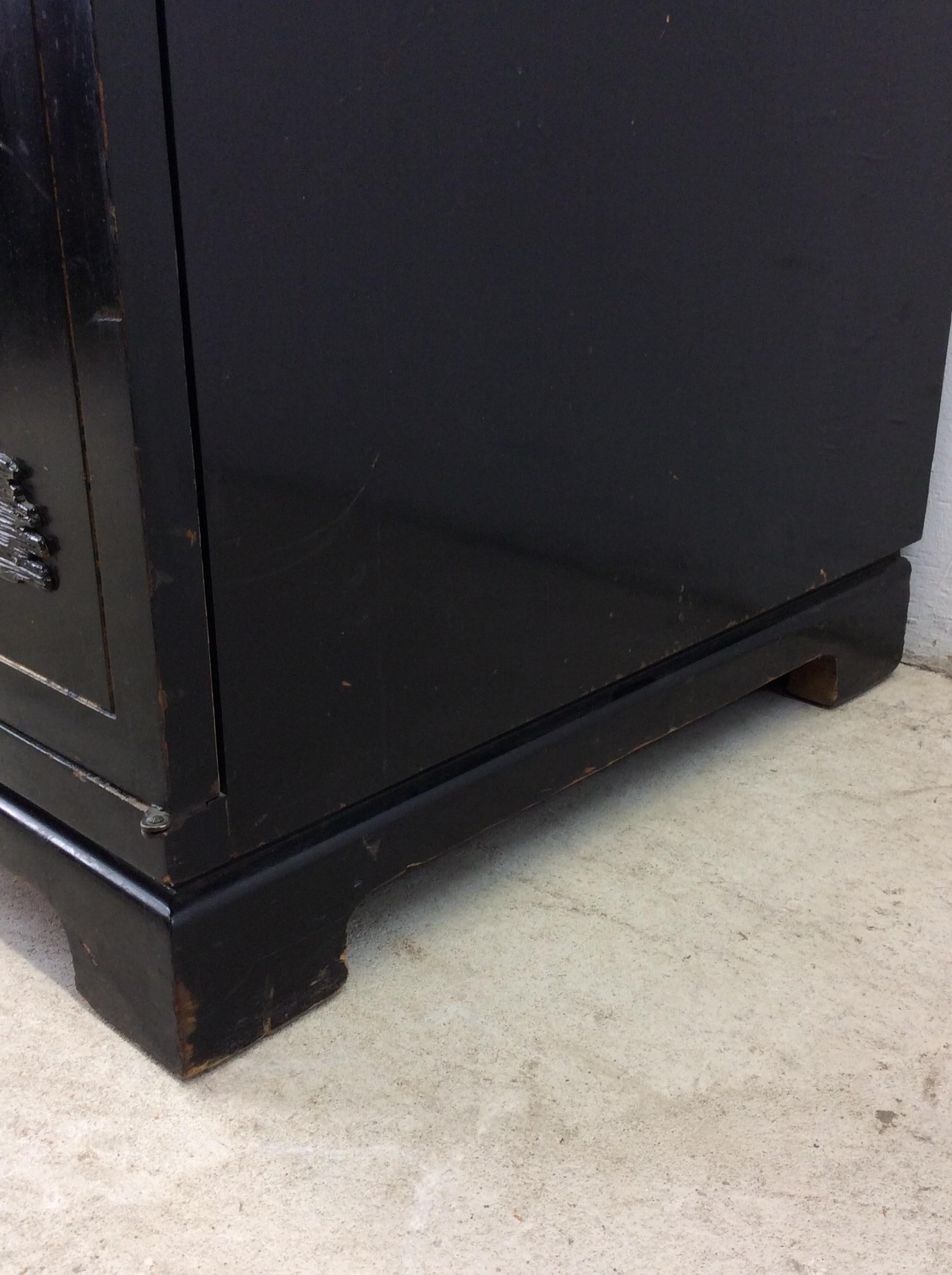Mid century chinoiserie black lacquer cabinet with 8 drawers 5