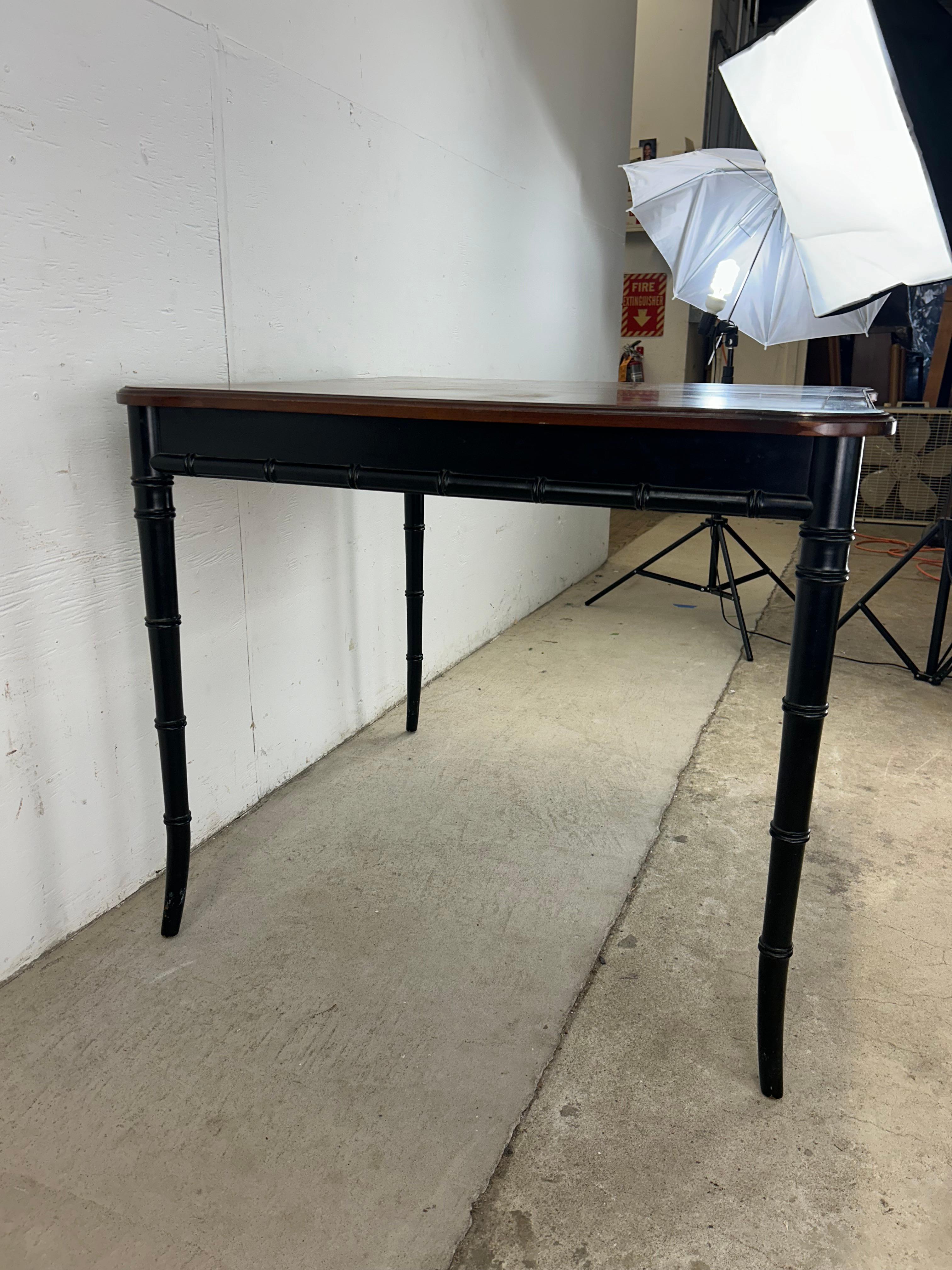 Mesa de Comedor Chinoiserie de Mitad de Siglo con Patas de Bambú de Imitación y 2 Hojas en venta 3