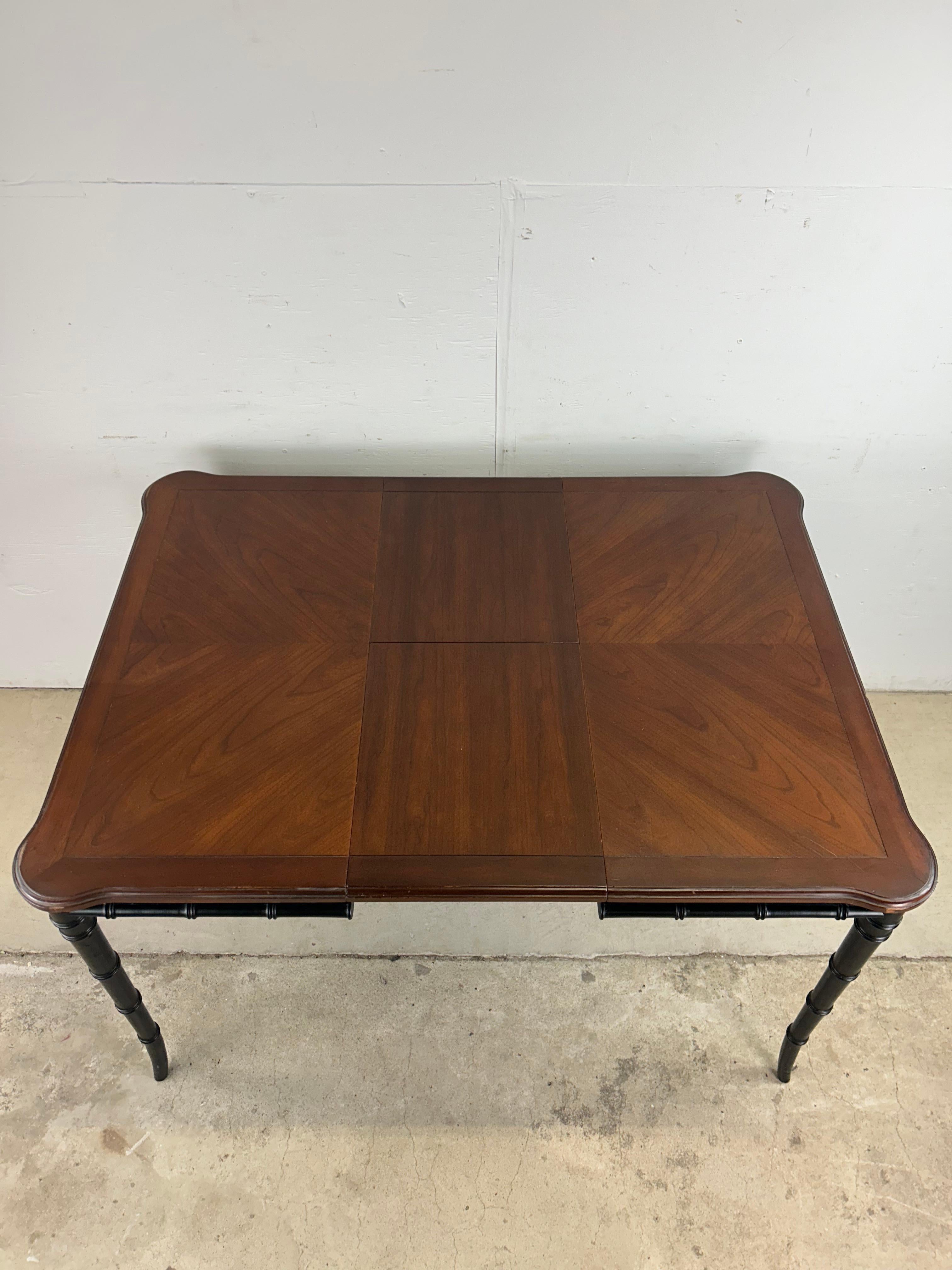Mesa de Comedor Chinoiserie de Mitad de Siglo con Patas de Bambú de Imitación y 2 Hojas en venta 8