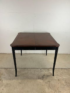 Mid Century Chinoiserie Dining Table with Faux Bamboo Legs & 2 Leafs