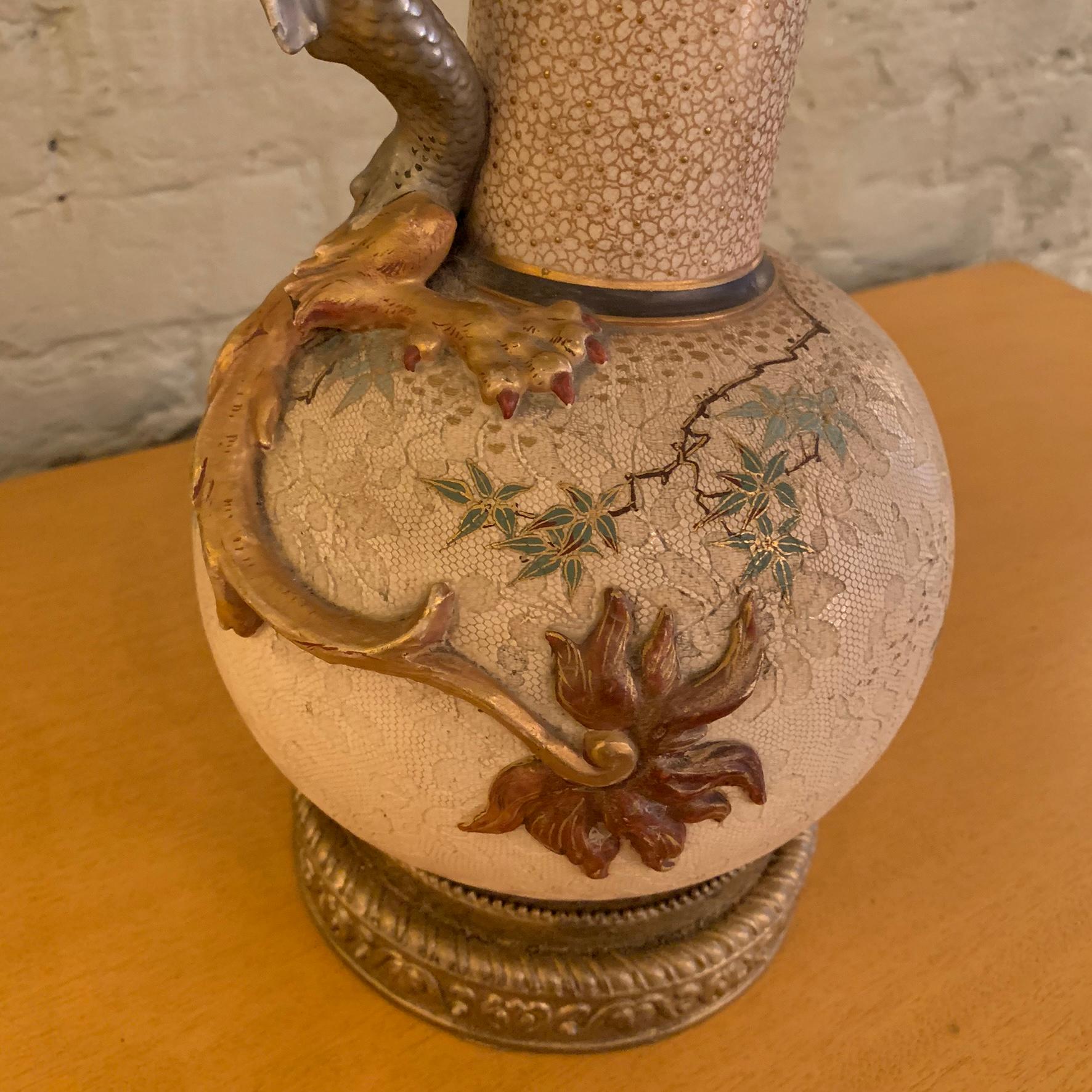 20th Century Midcentury Chinoiserie Dragon Table Lamp Attributed to Royal Worcester