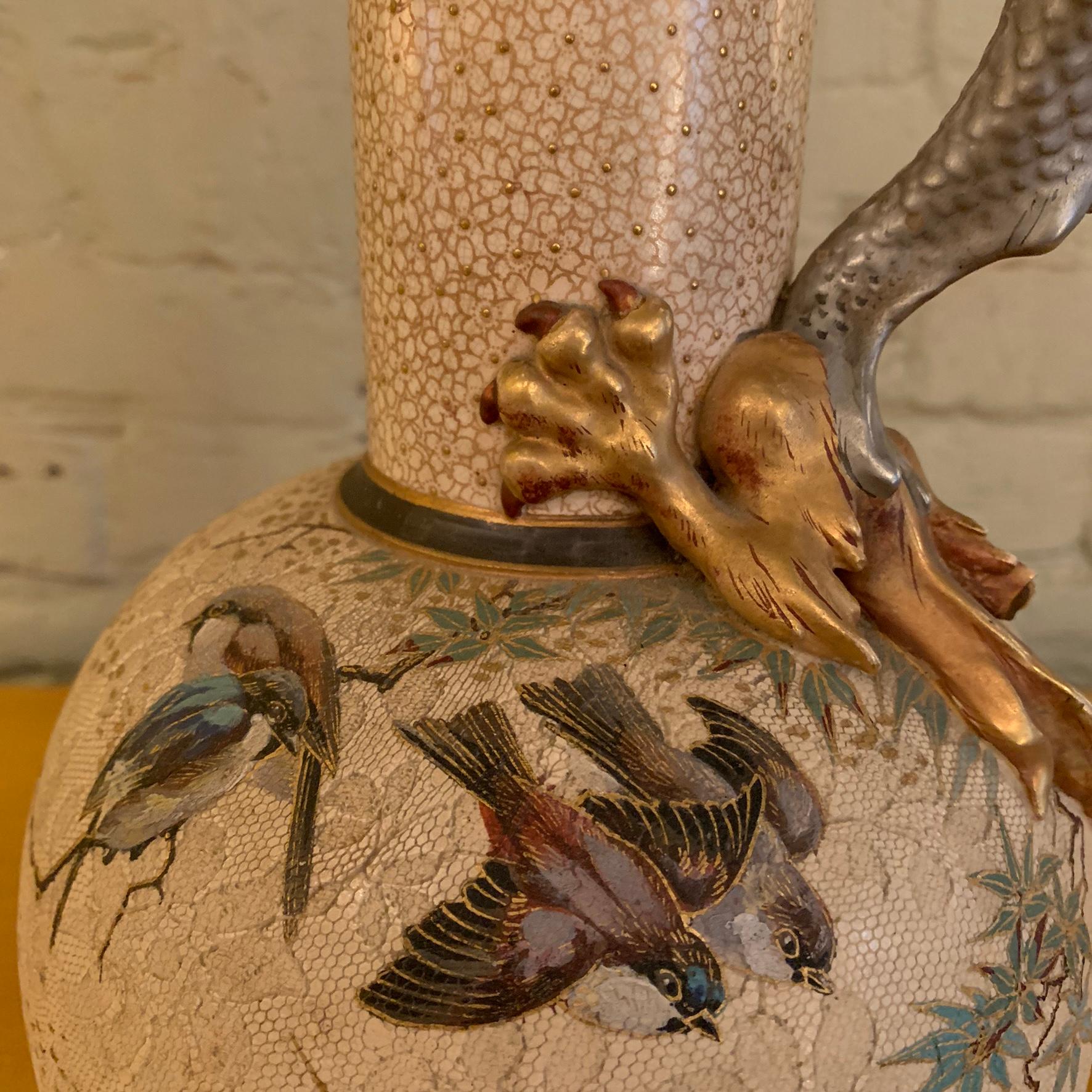Plaster Midcentury Chinoiserie Dragon Table Lamp Attributed to Royal Worcester