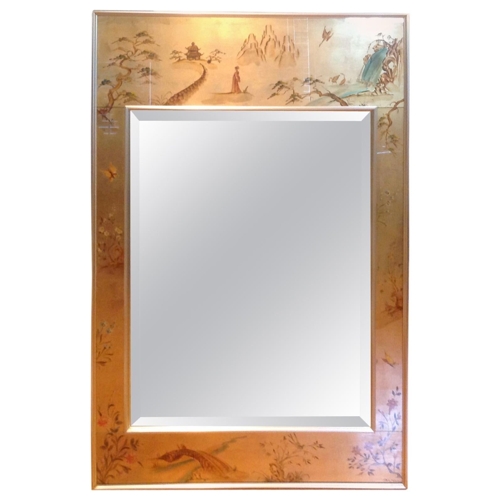 Midcentury Chinoiserie Eglomise Mirror