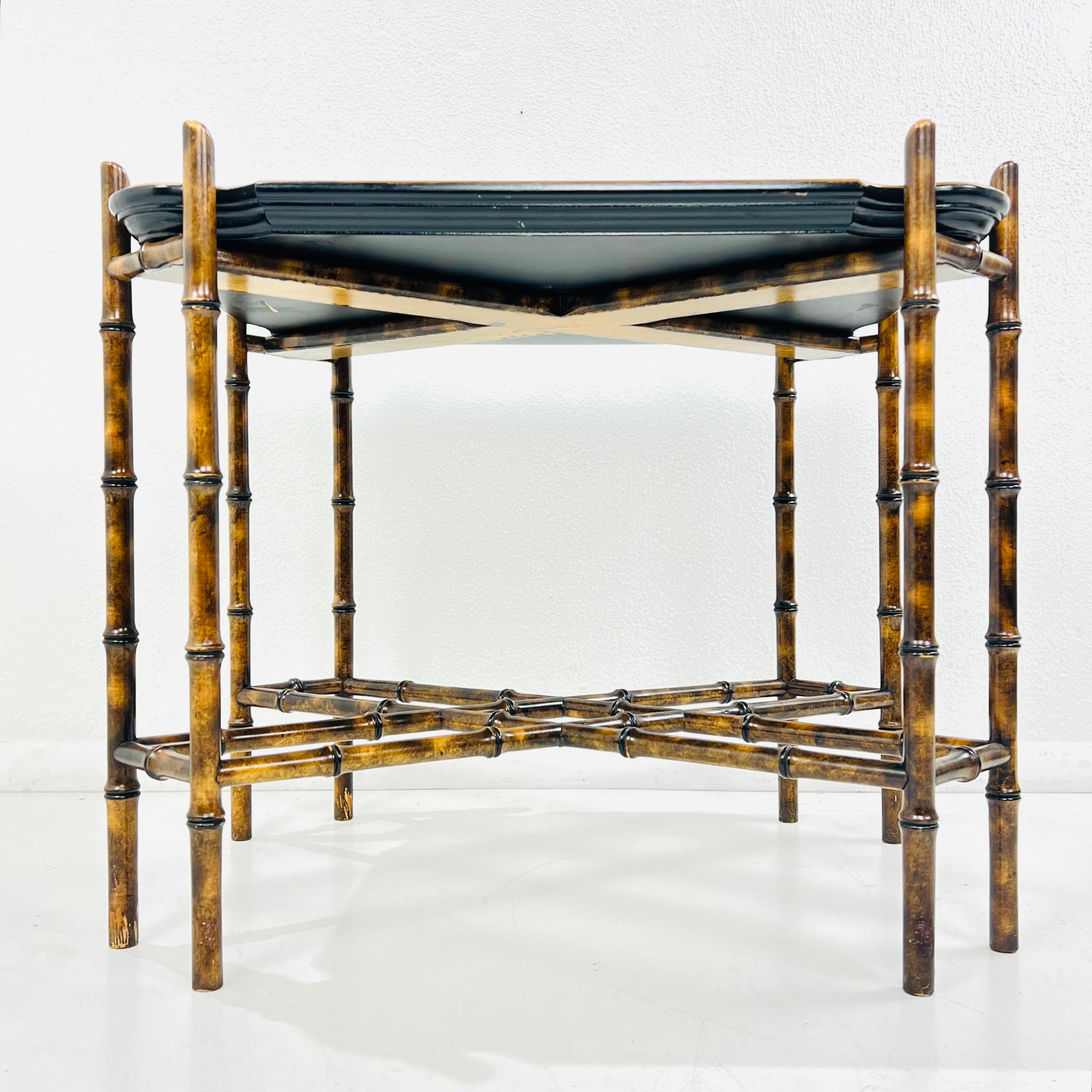 20th Century Mid-Century Chinoiserie Faux Bamboo Tray Table by Baker Furniture For Sale