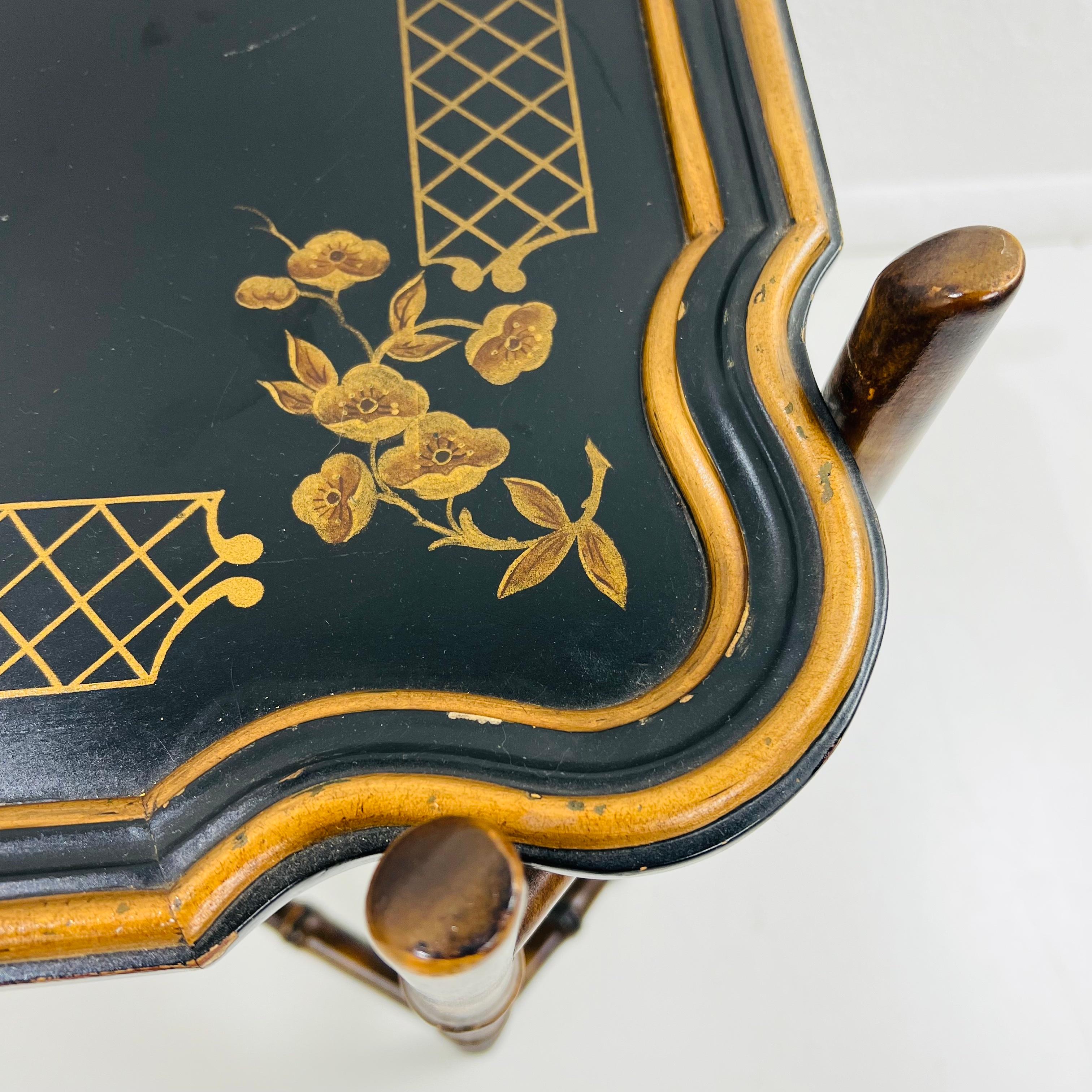 Mid-Century Chinoiserie Faux Bamboo Tray Table by Baker Furniture For Sale 2