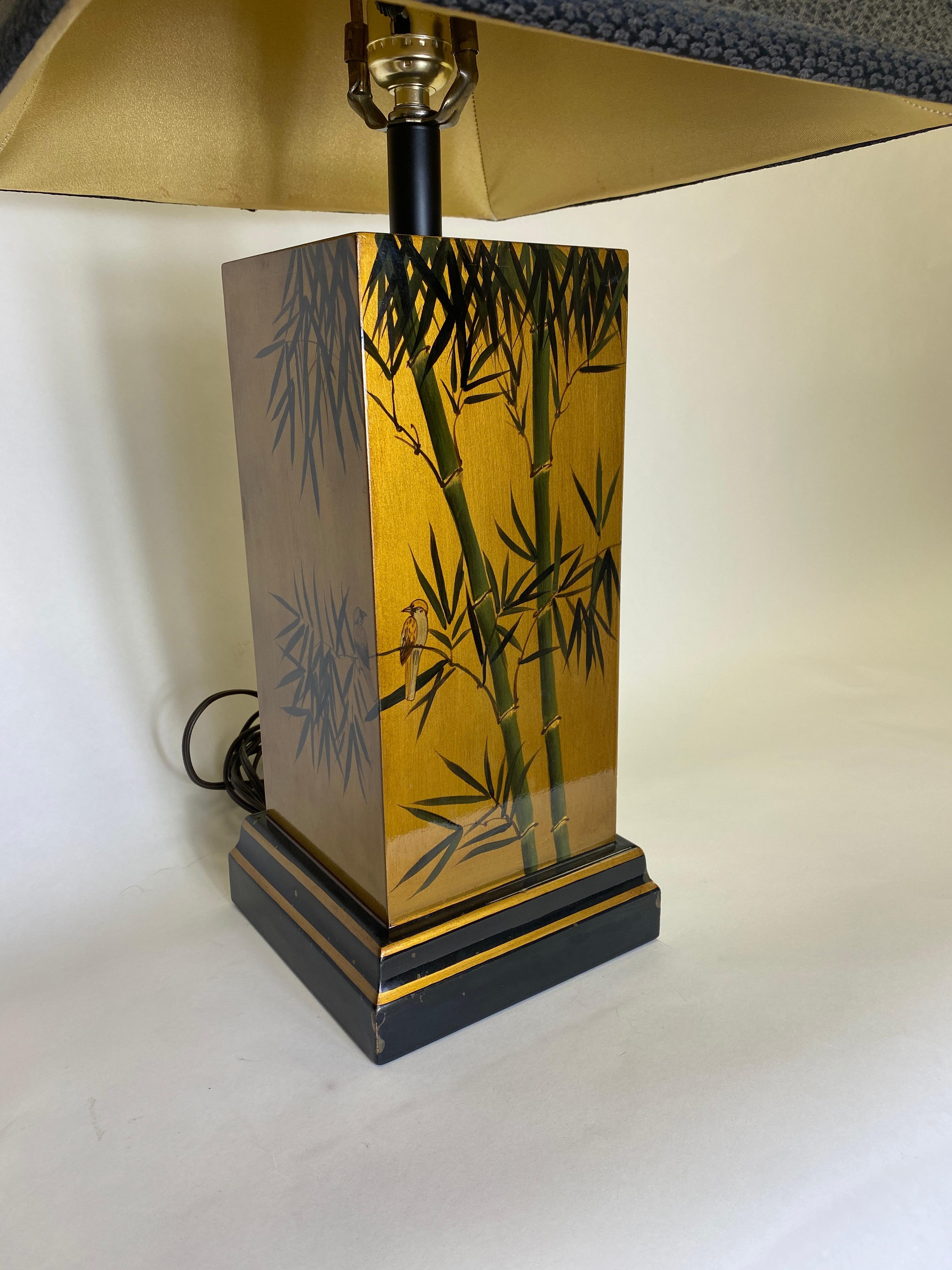 American Mid Century Chinoiserie Gilt-Wood Lacquered Table Lamps