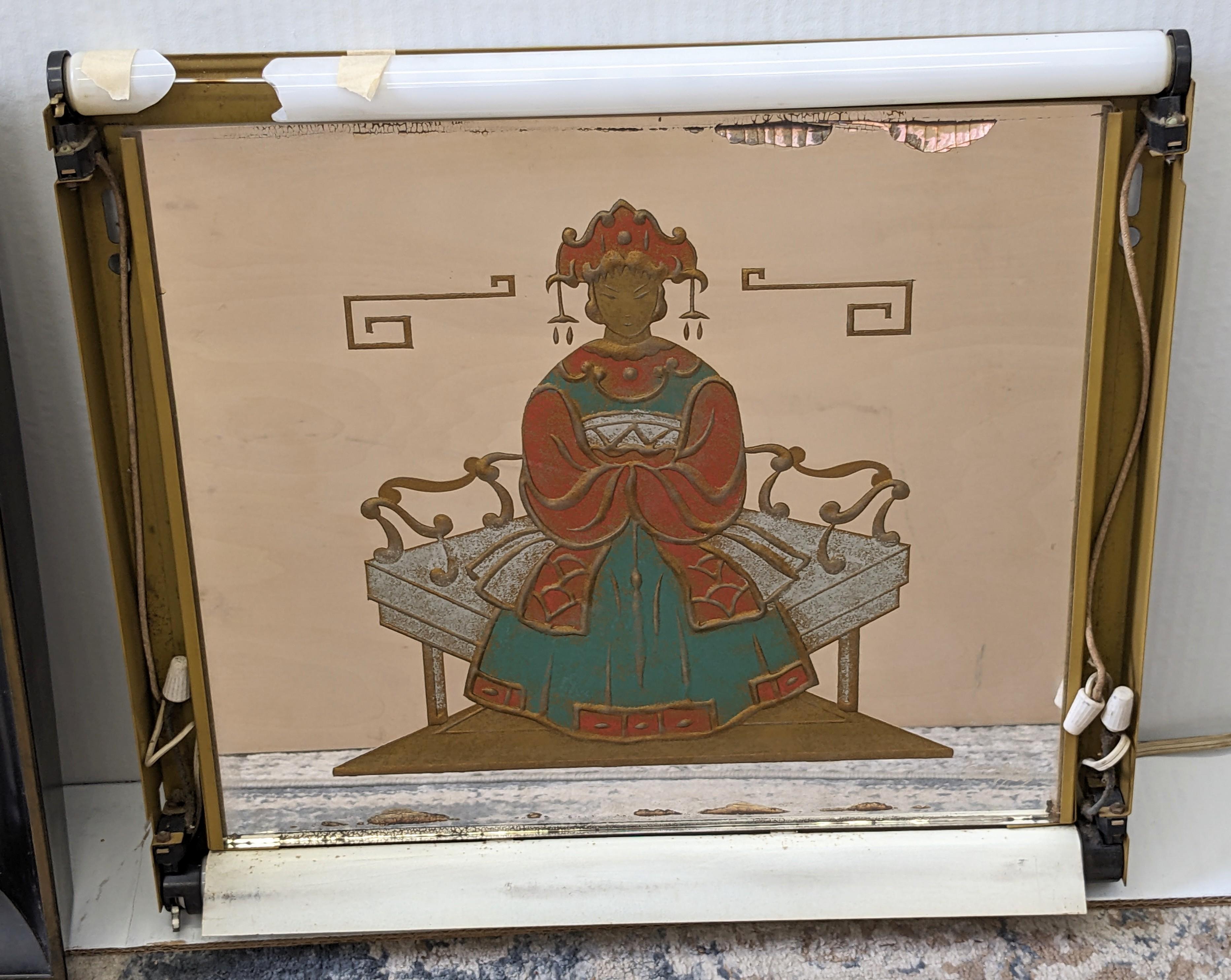 Mid Century Chinoiserie Illuminated Verre Eglomise Frames For Sale 2