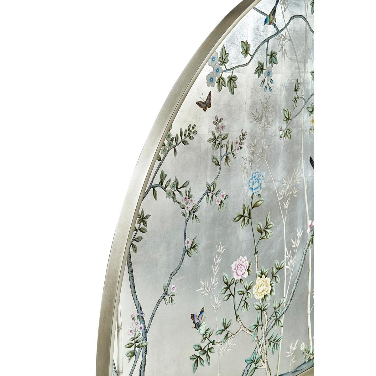 Silver Leaf Mid Century Chinoiserie King Bed For Sale