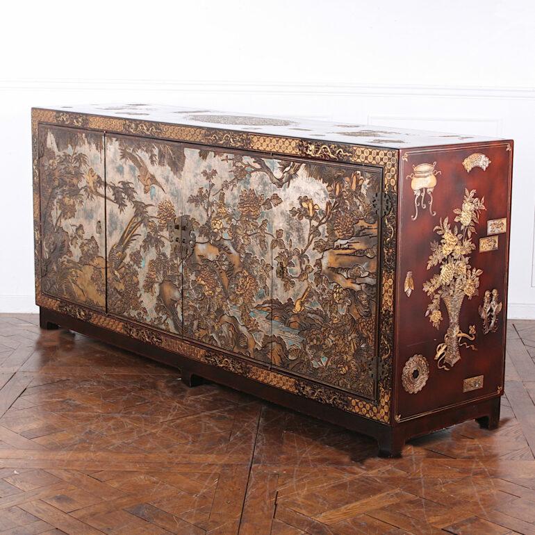 20th Century Mid-Century Chinoiserie Lacquer Sideboard or Buffet