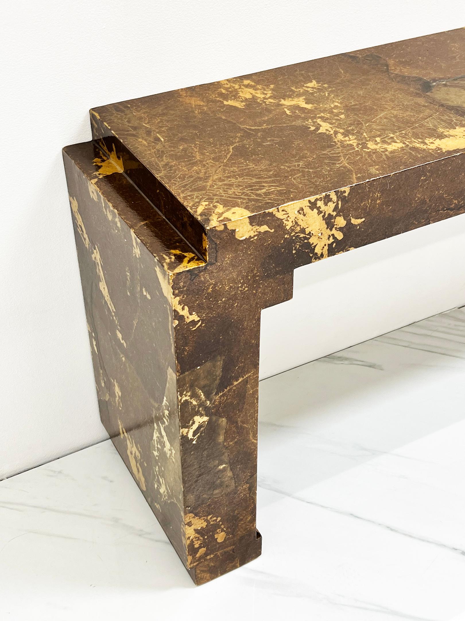 Late 20th Century Midcentury Chinoiserie Lacquered Parchment Paper Console Table