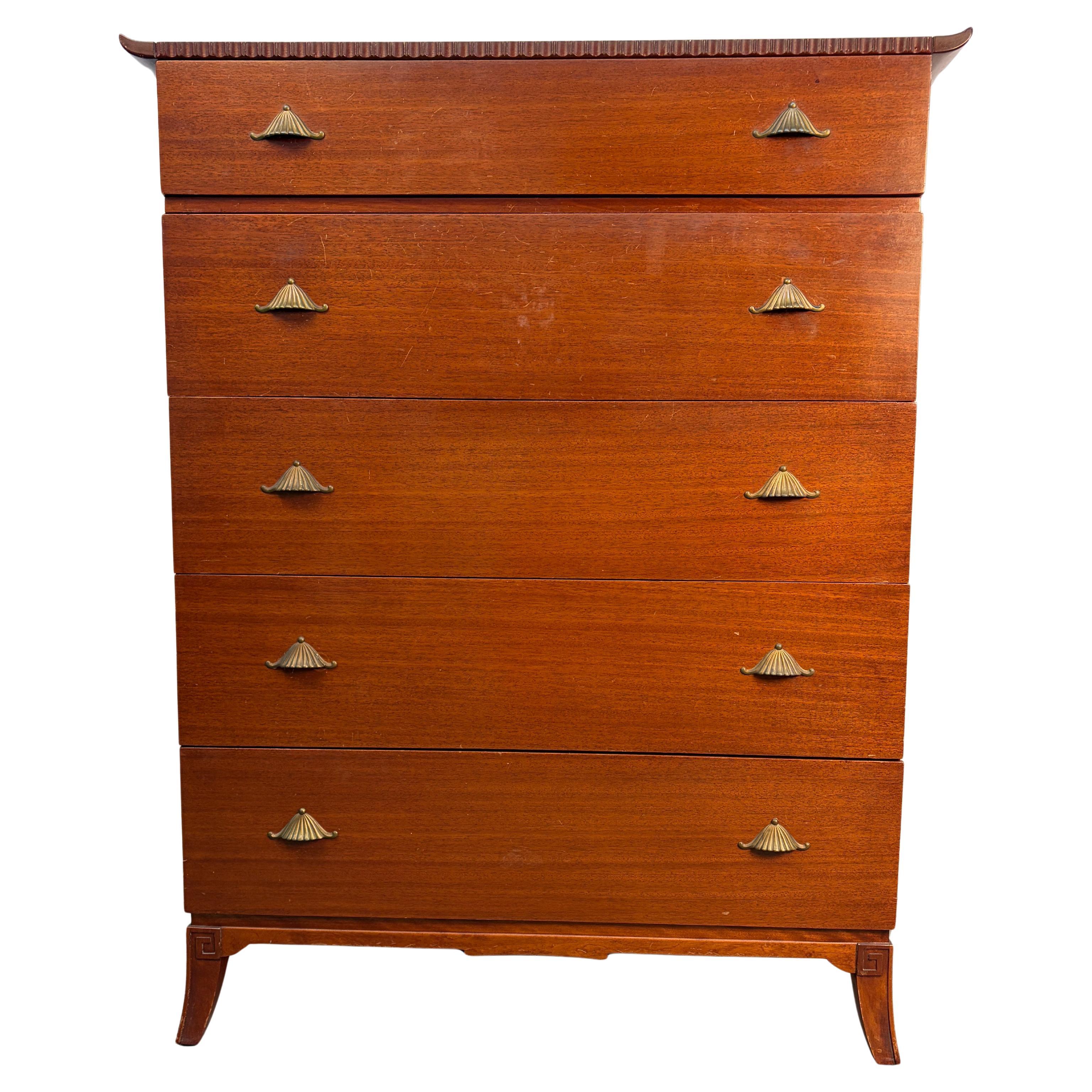 Mid-Century Chinoiserie "Pagoda" Highboy Dresser By R-Way