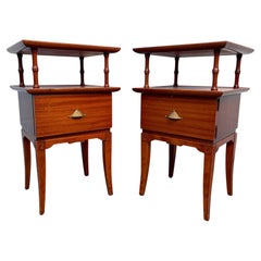 Mid-Century Chinoiserie "Pagoda" Nightstands By R-Way Furniture