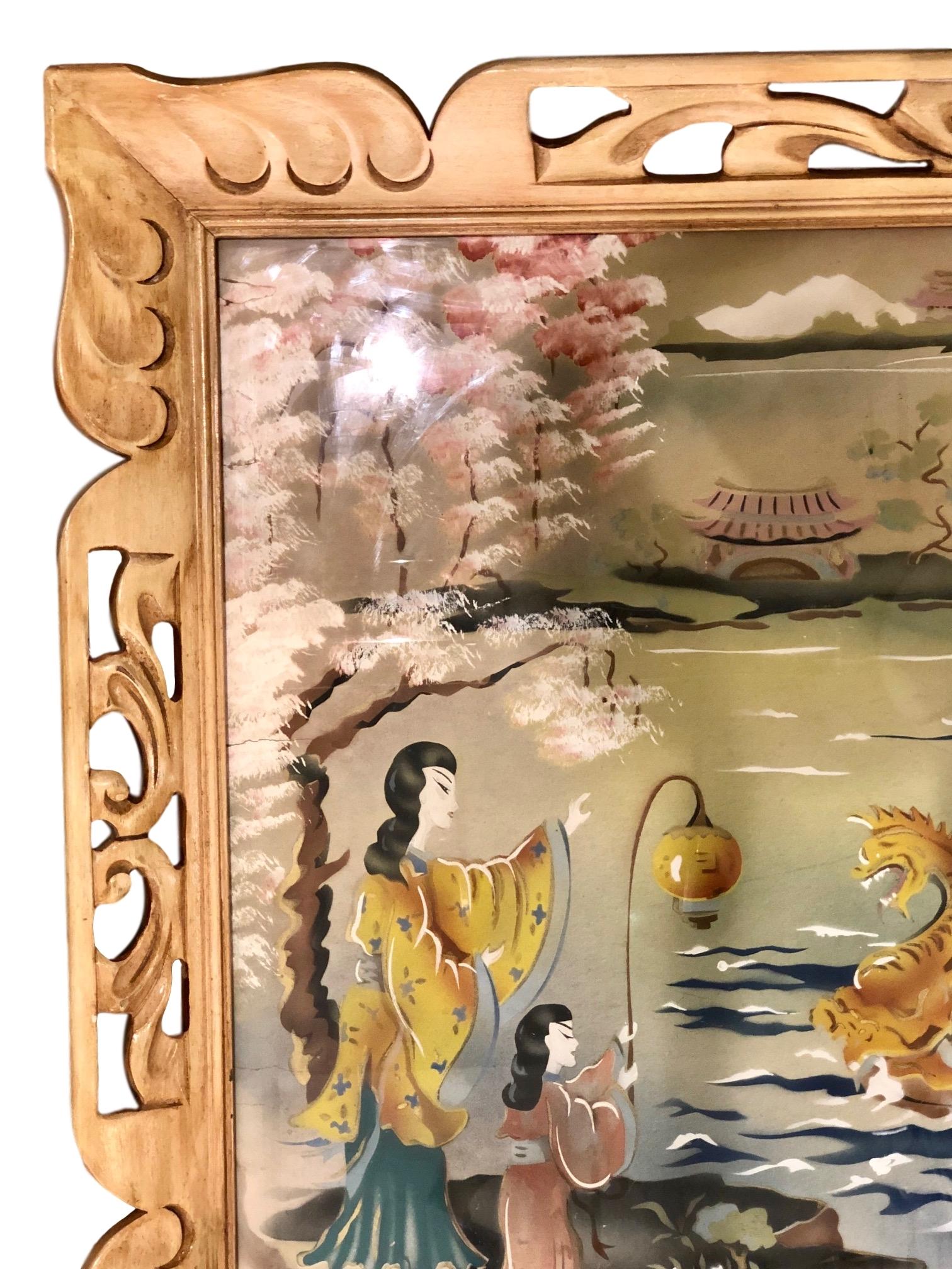 Midcentury Chinoiserie Gemaltes Wood Wood Tisch im Zustand „Gut“ im Angebot in New York, NY