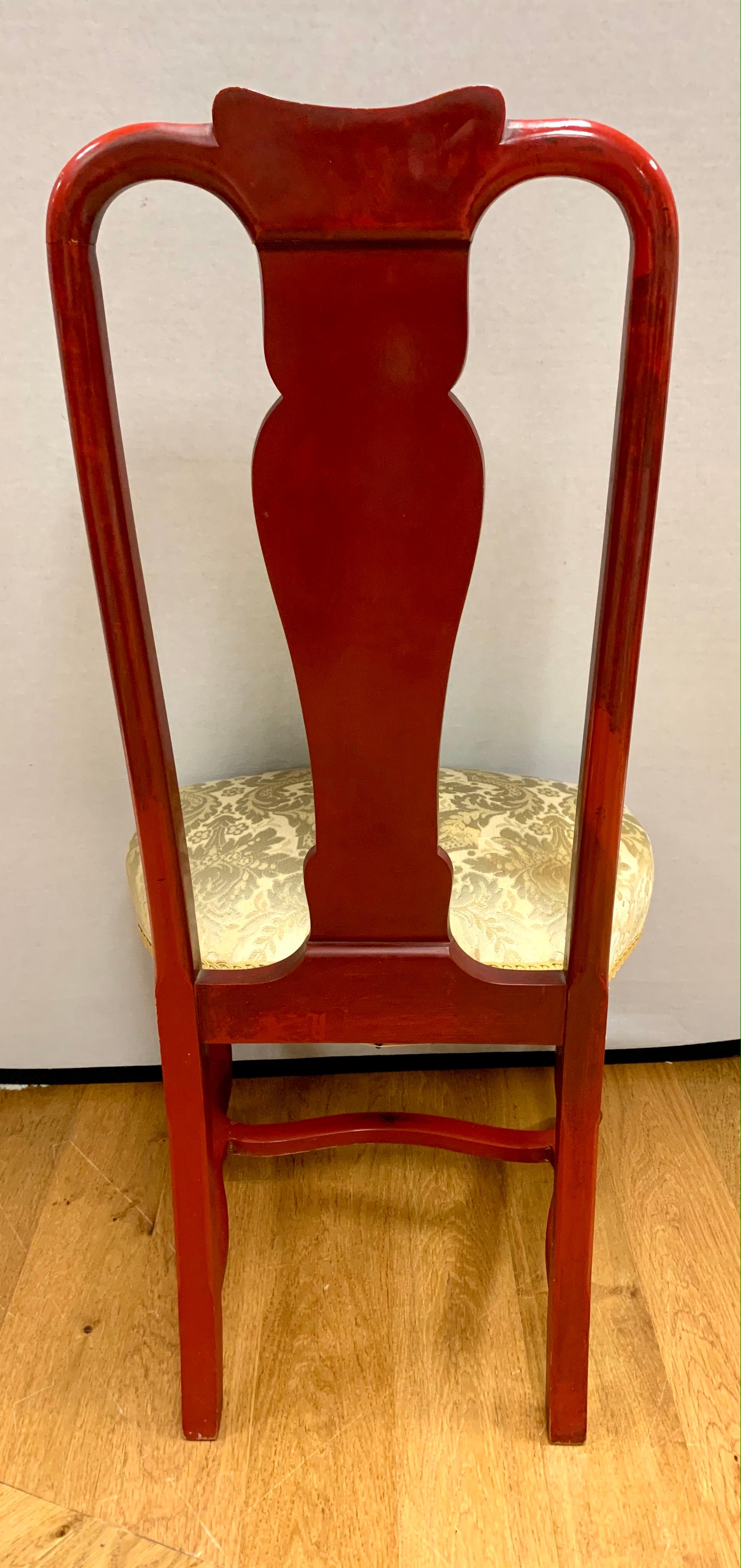 Mid-Century Chinoiserie Red Lacquered and Gilt Dining Chairs, Set of 4 5