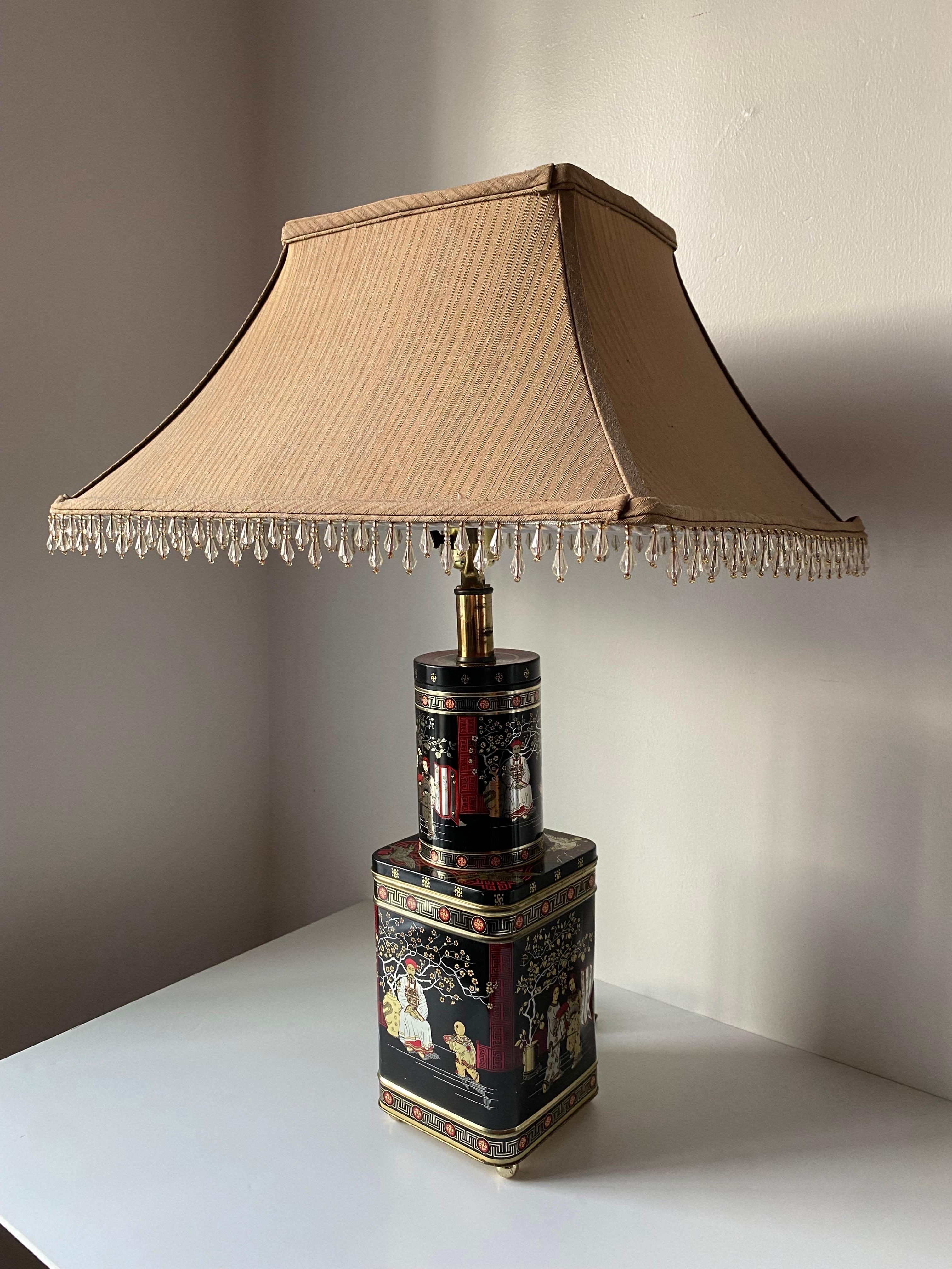 Mid-20th Century Mid Century Chinoiserie Tea Tin Lamp by Frederick Cooper For Sale