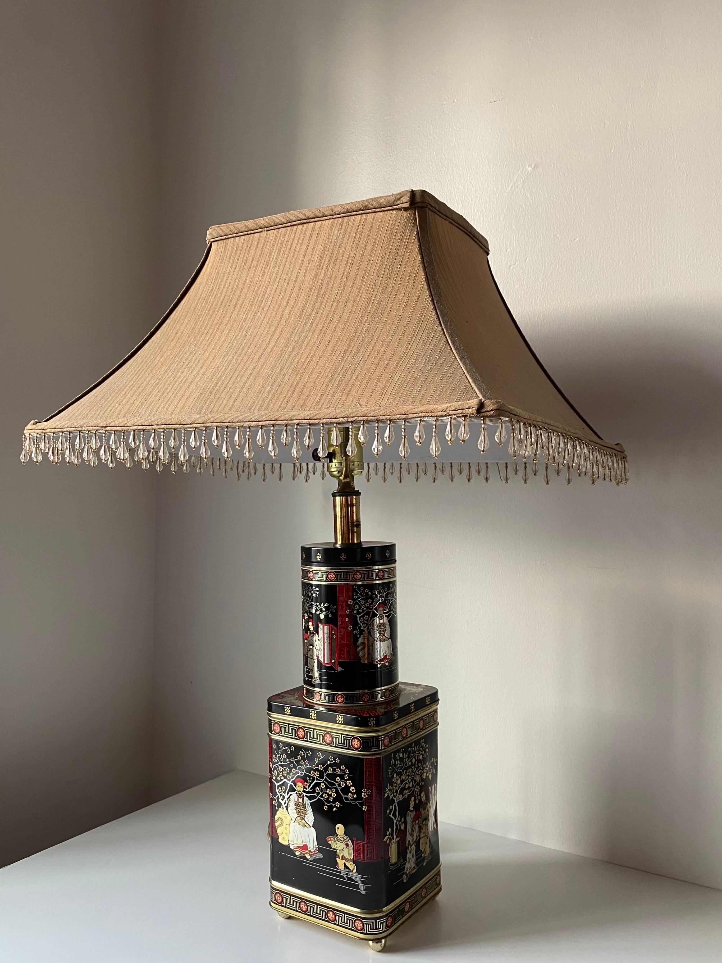 Mid Century Chinoiserie Tea Tin Lamp by Frederick Cooper For Sale 1