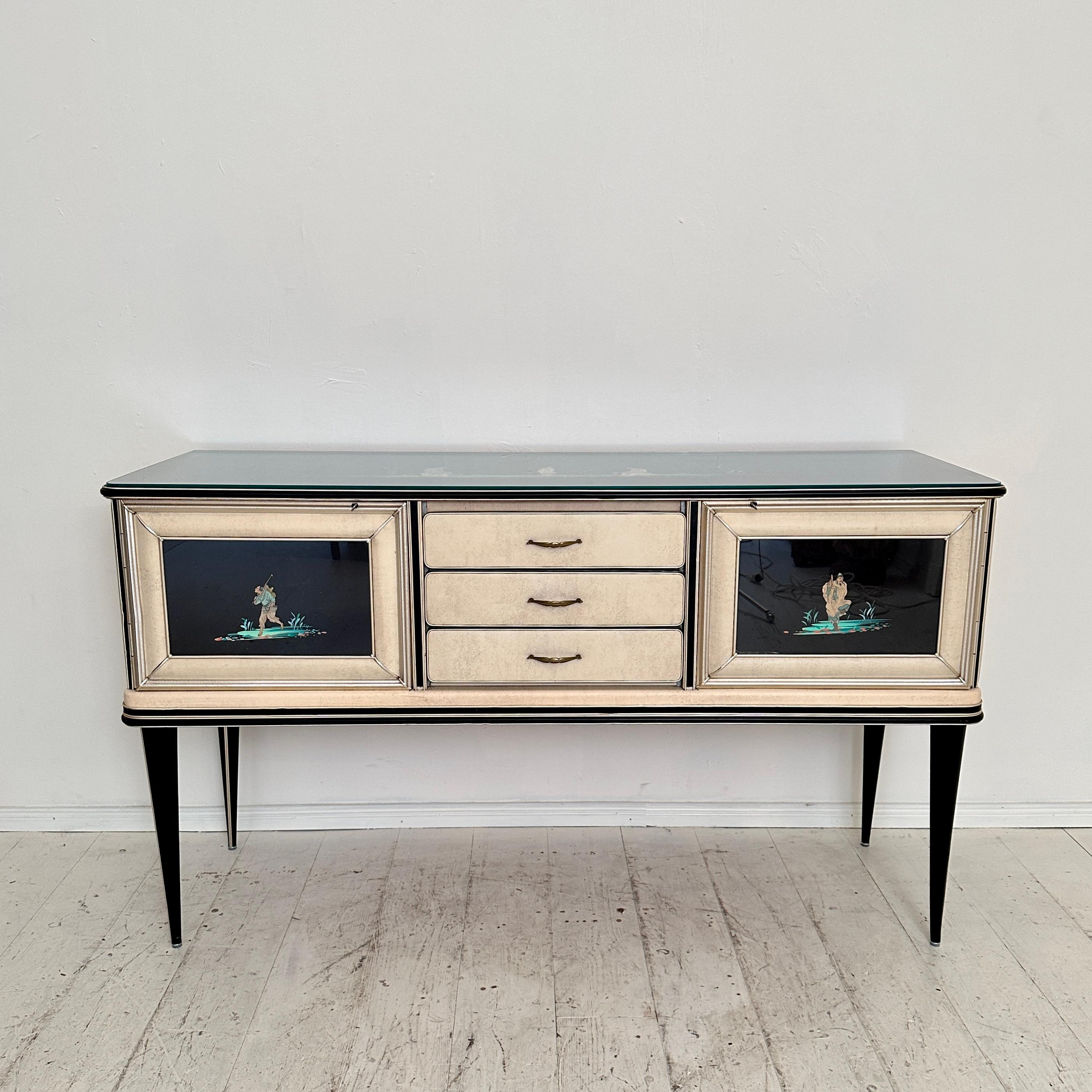 Mid-Century Chinoserie Sideboard by Umberto Mascagni for Harrods London, 1953 For Sale 3